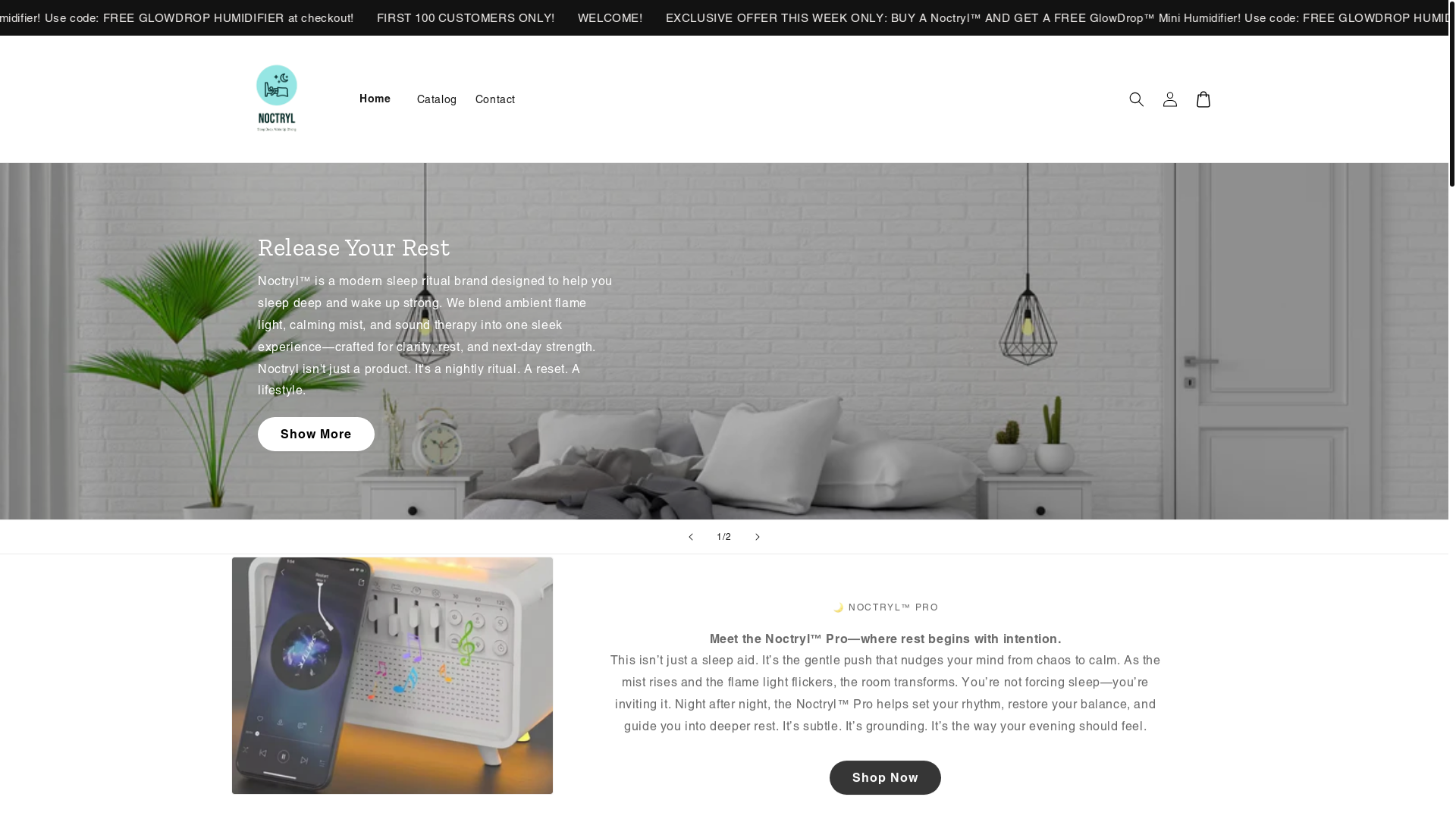 website screenshot of https://noctryl.store/
