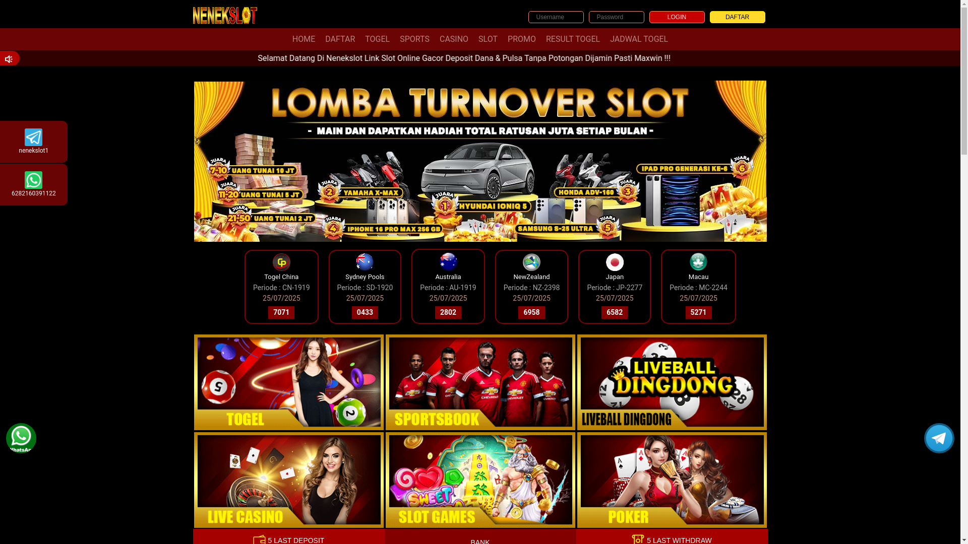 website screenshot of https://nenekslotttr3.com/