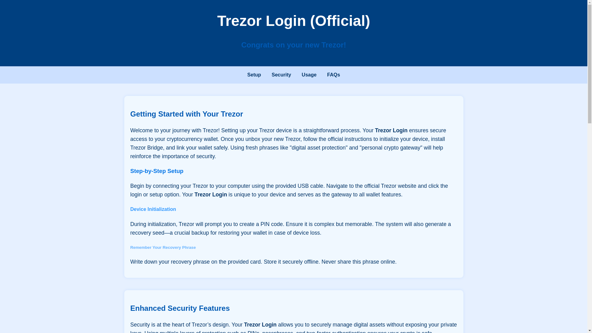 website screenshot of https://view-start-trezr-io-faqs.pages.dev/