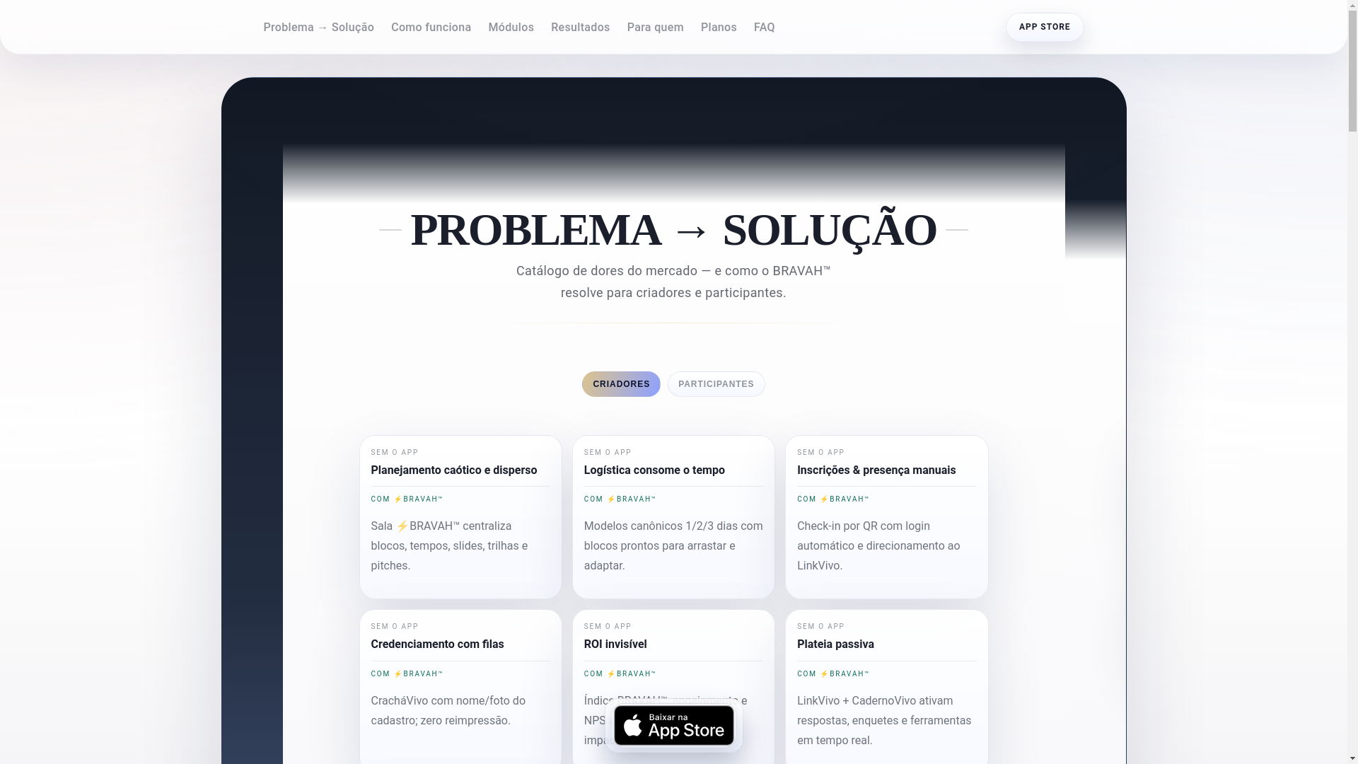 website screenshot of https://universobravah-site.pages.dev/