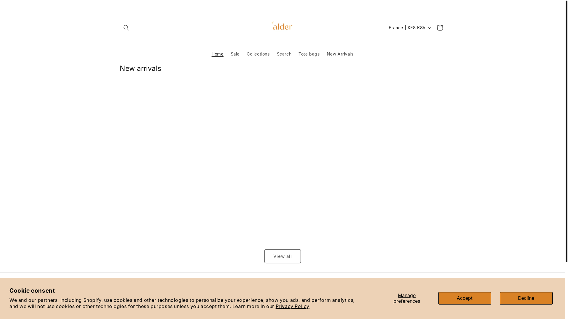 website screenshot of https://shopalder.store/