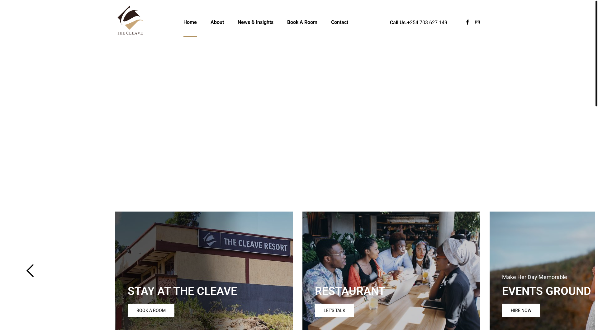 website screenshot of https://cleaveresort.co.ke/