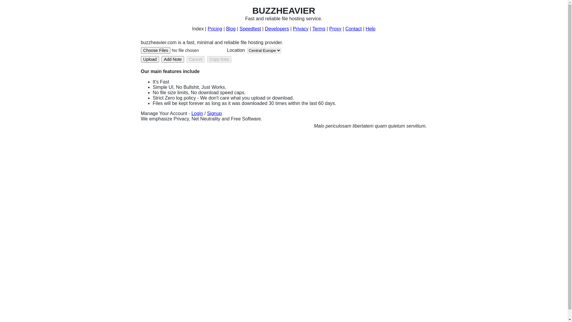 website screenshot of https://buzzheavier.com/