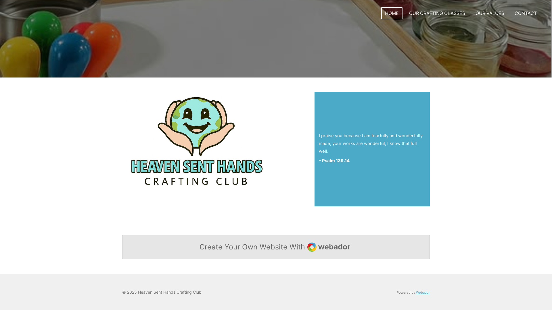 website screenshot of https://heavensenthandscraftingclub.com/
