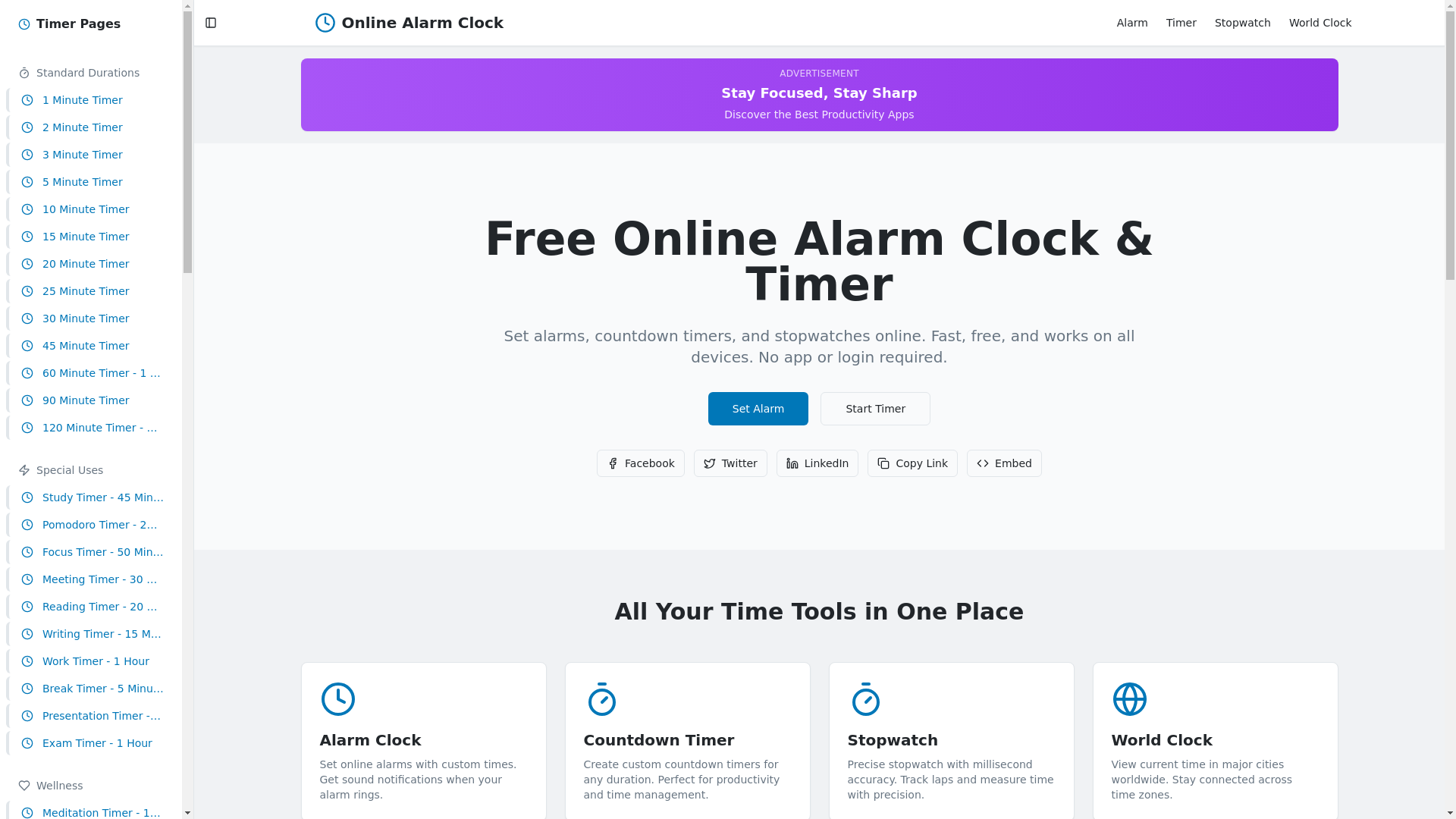 website screenshot of https://online-alarmclock.com/