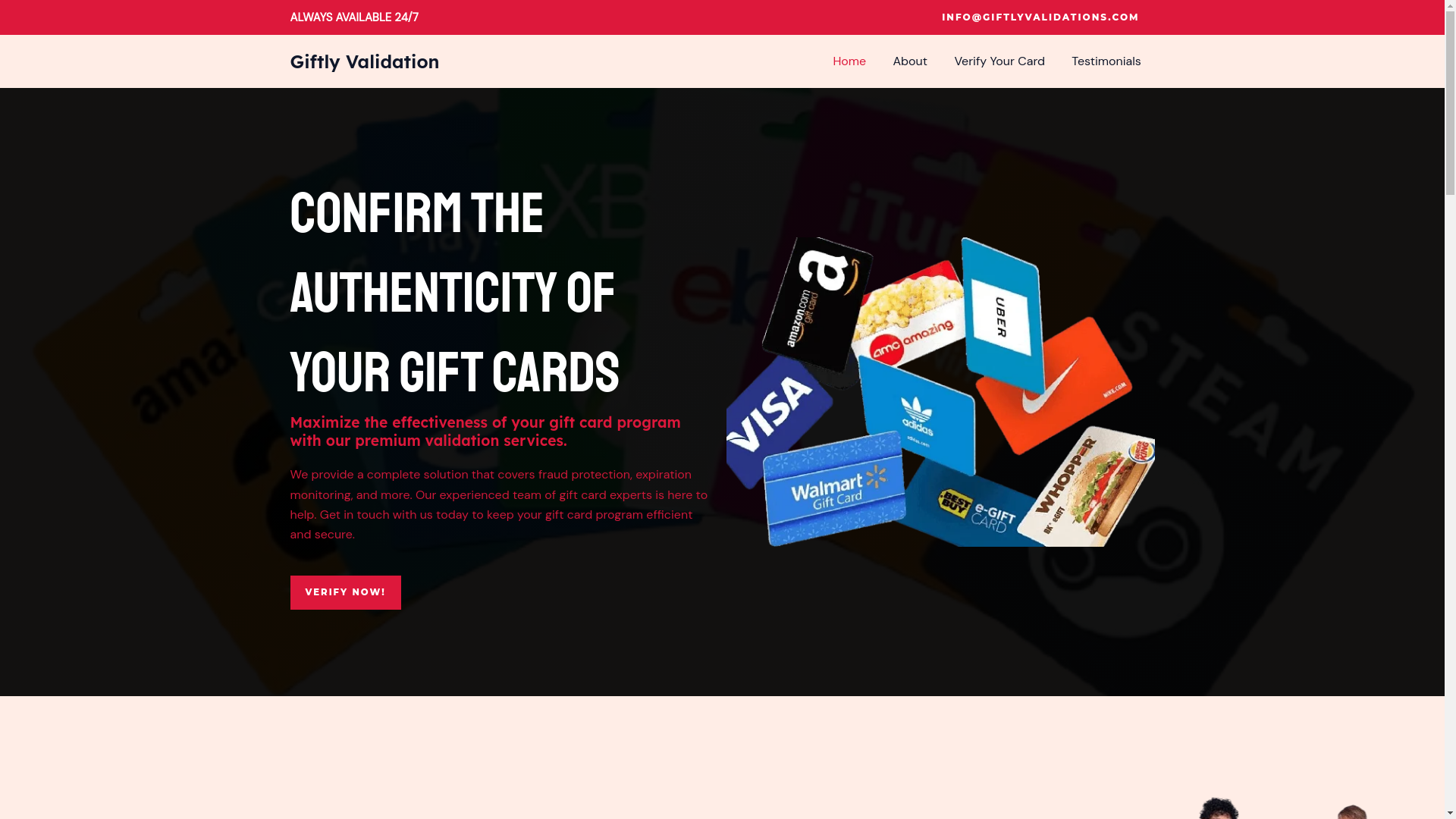 website screenshot of https://giftlyvalidations.com/