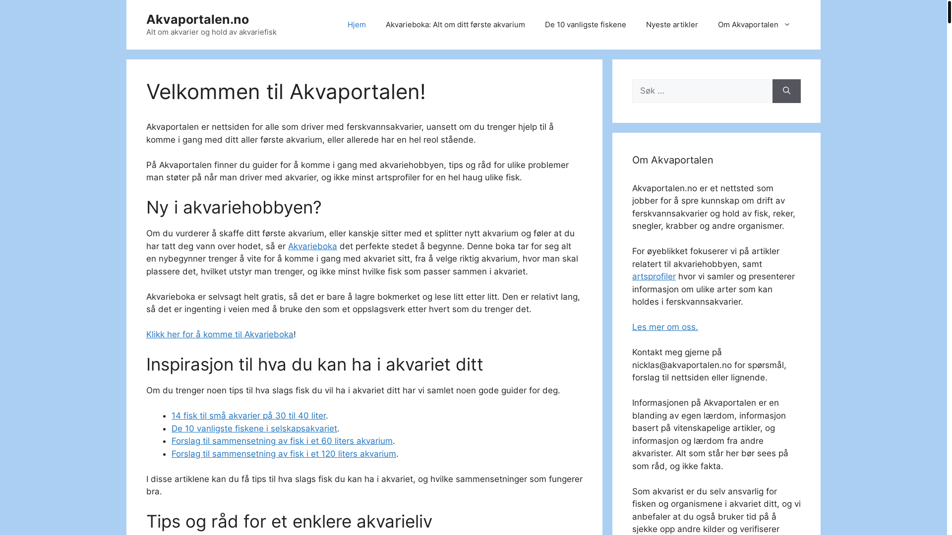 website screenshot of https://akvaportalen.no/