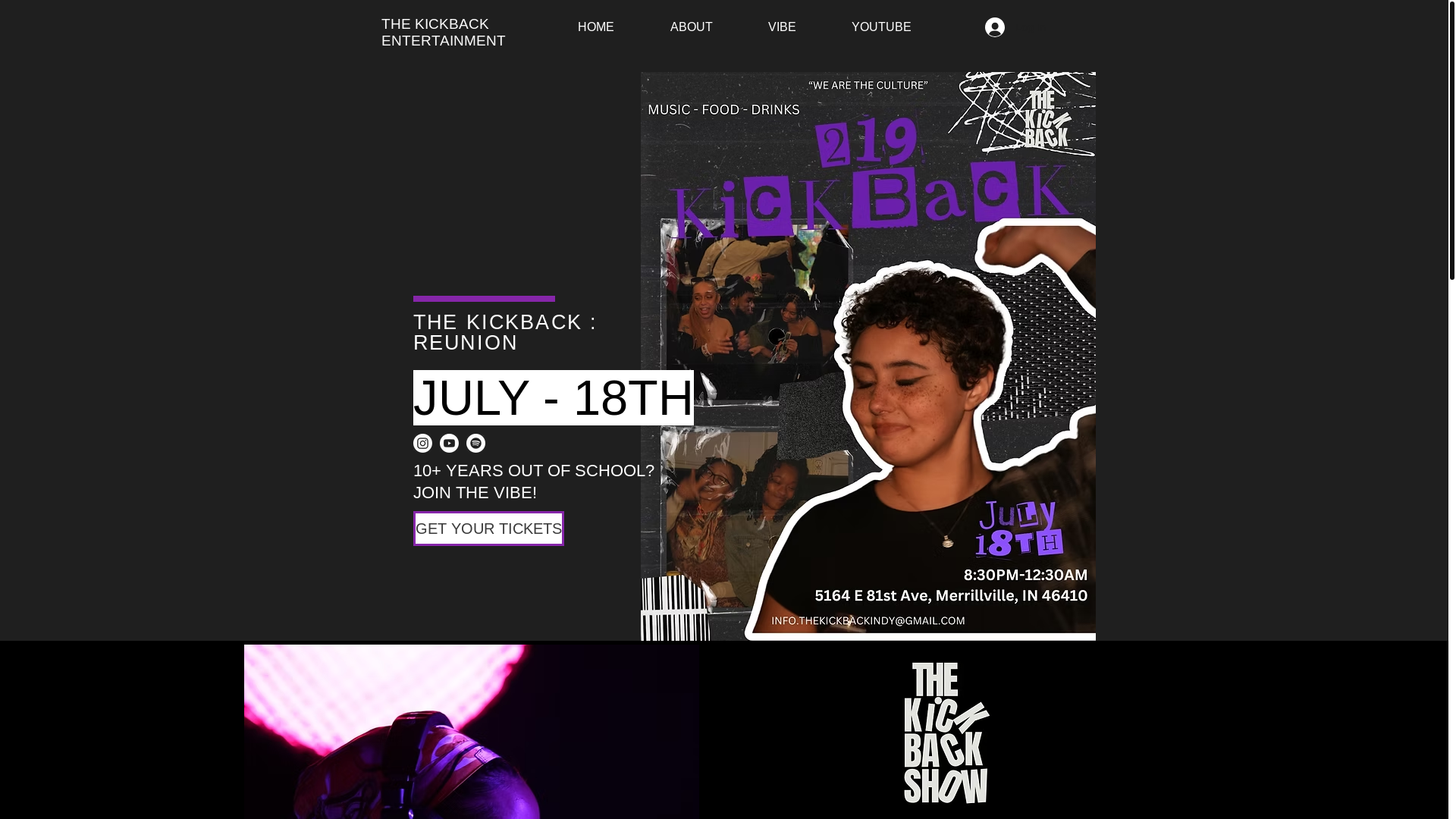 website screenshot of https://thekickbackentertainment.com/