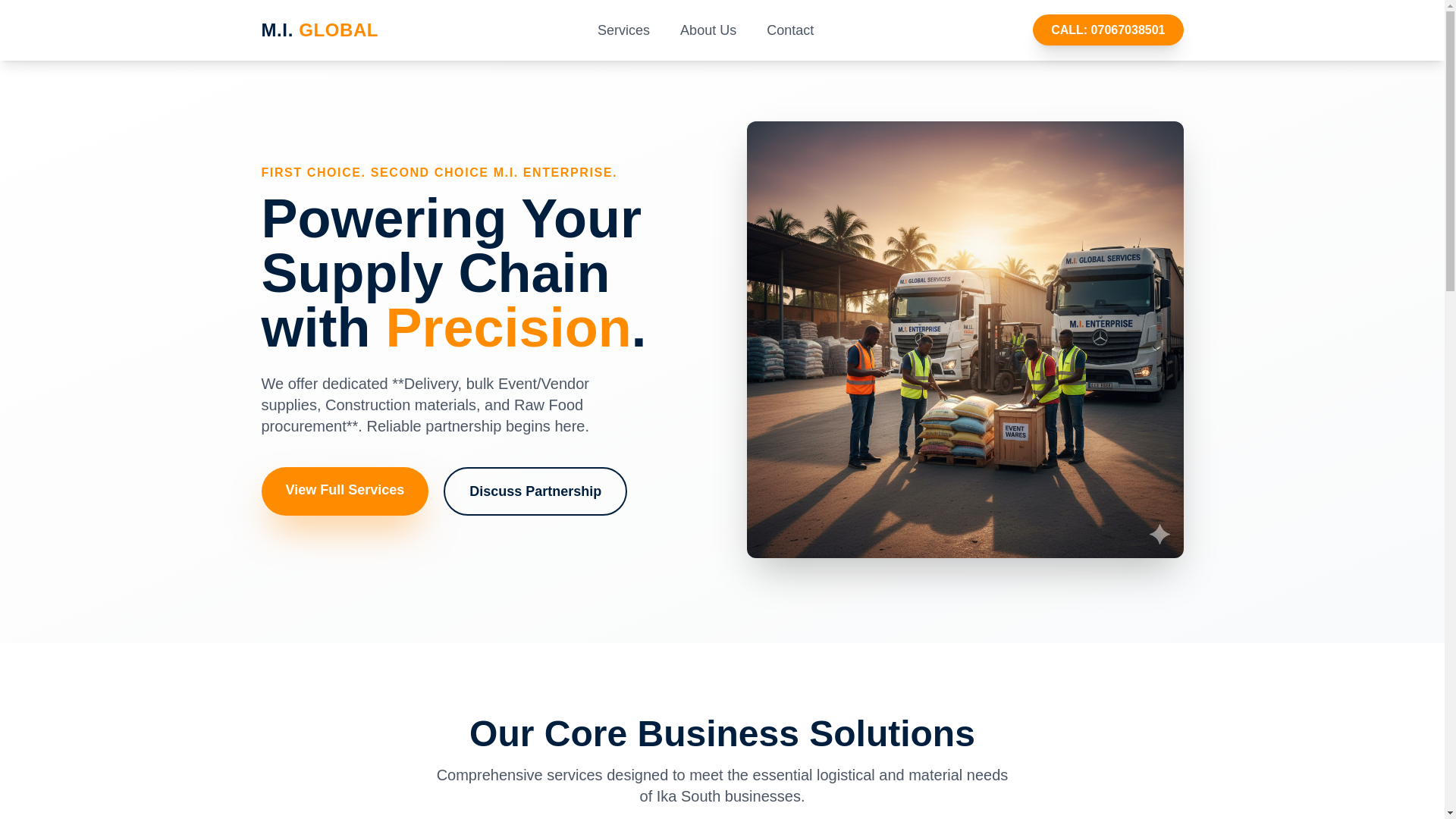 website screenshot of https://mi-global-services.com/