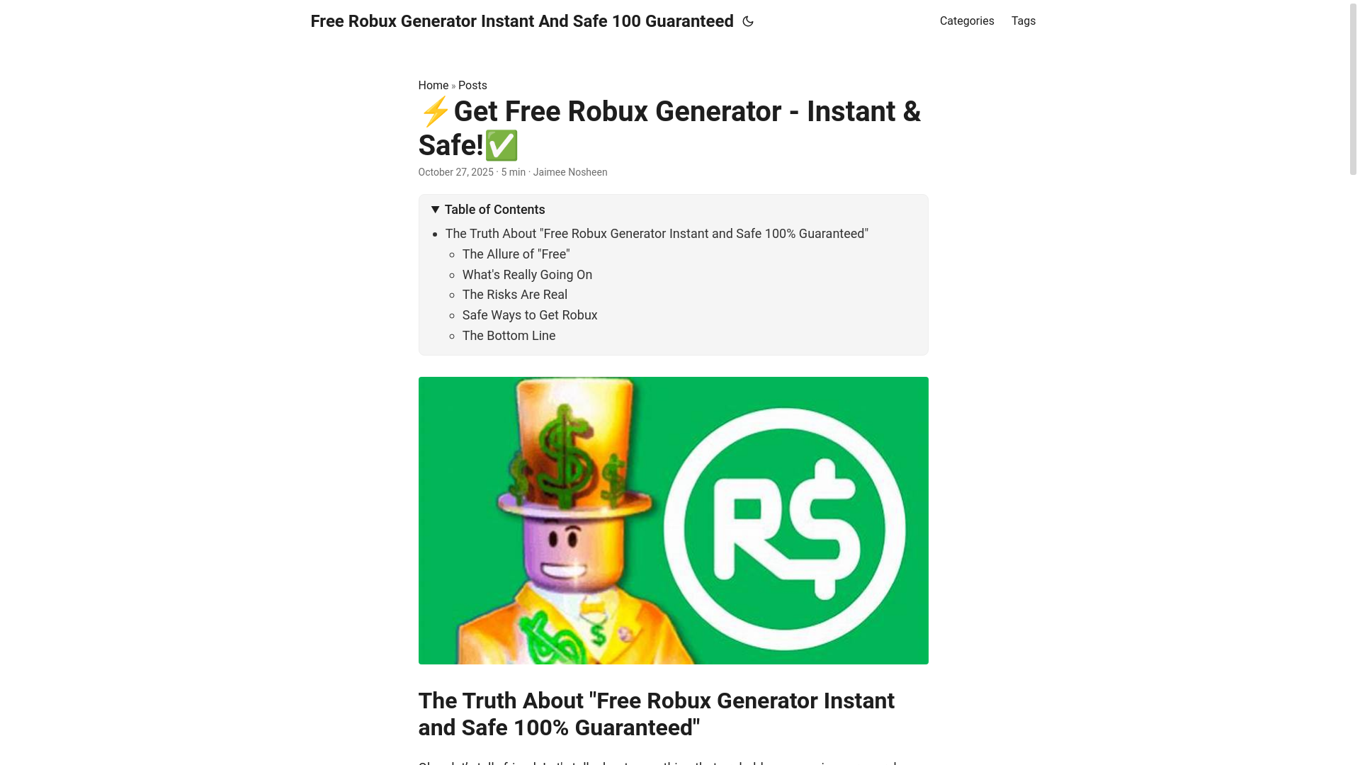 website screenshot of https://free-robux-generator-instant-and-safe-100-guaranteed.pages.dev/