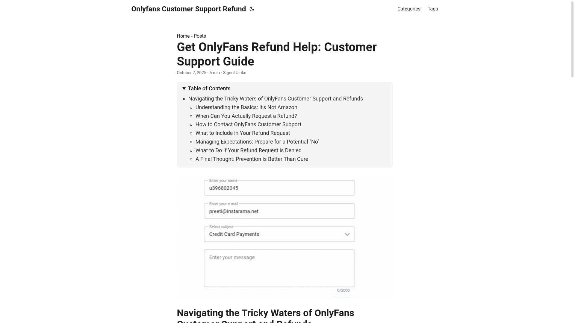 website screenshot of https://onlyfans-customer-support-refund.pages.dev/