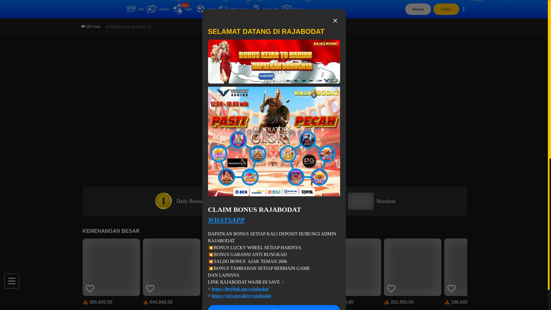 website screenshot of https://rajabodat138.net/