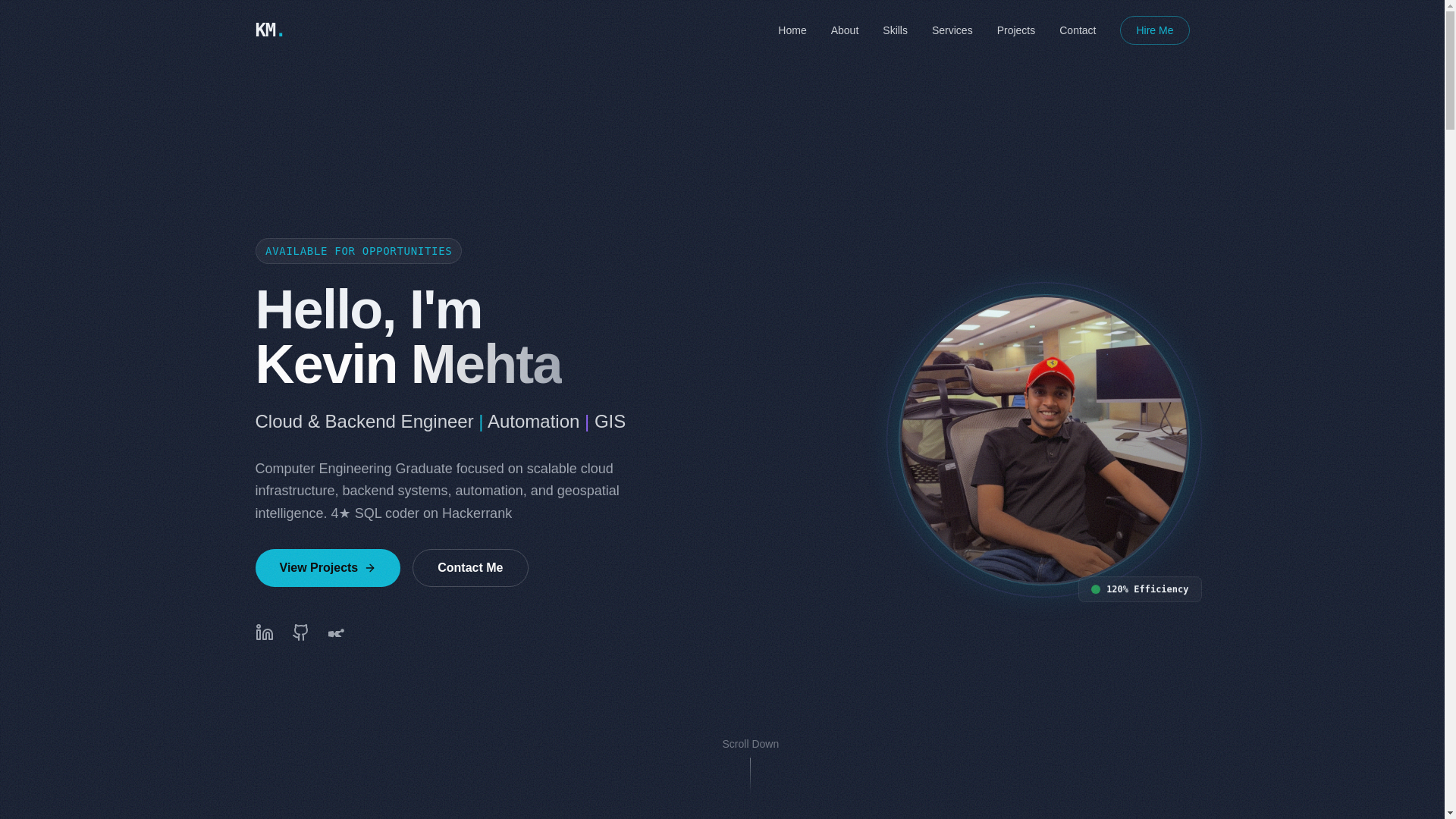 website screenshot of https://kevinmehta.site/
