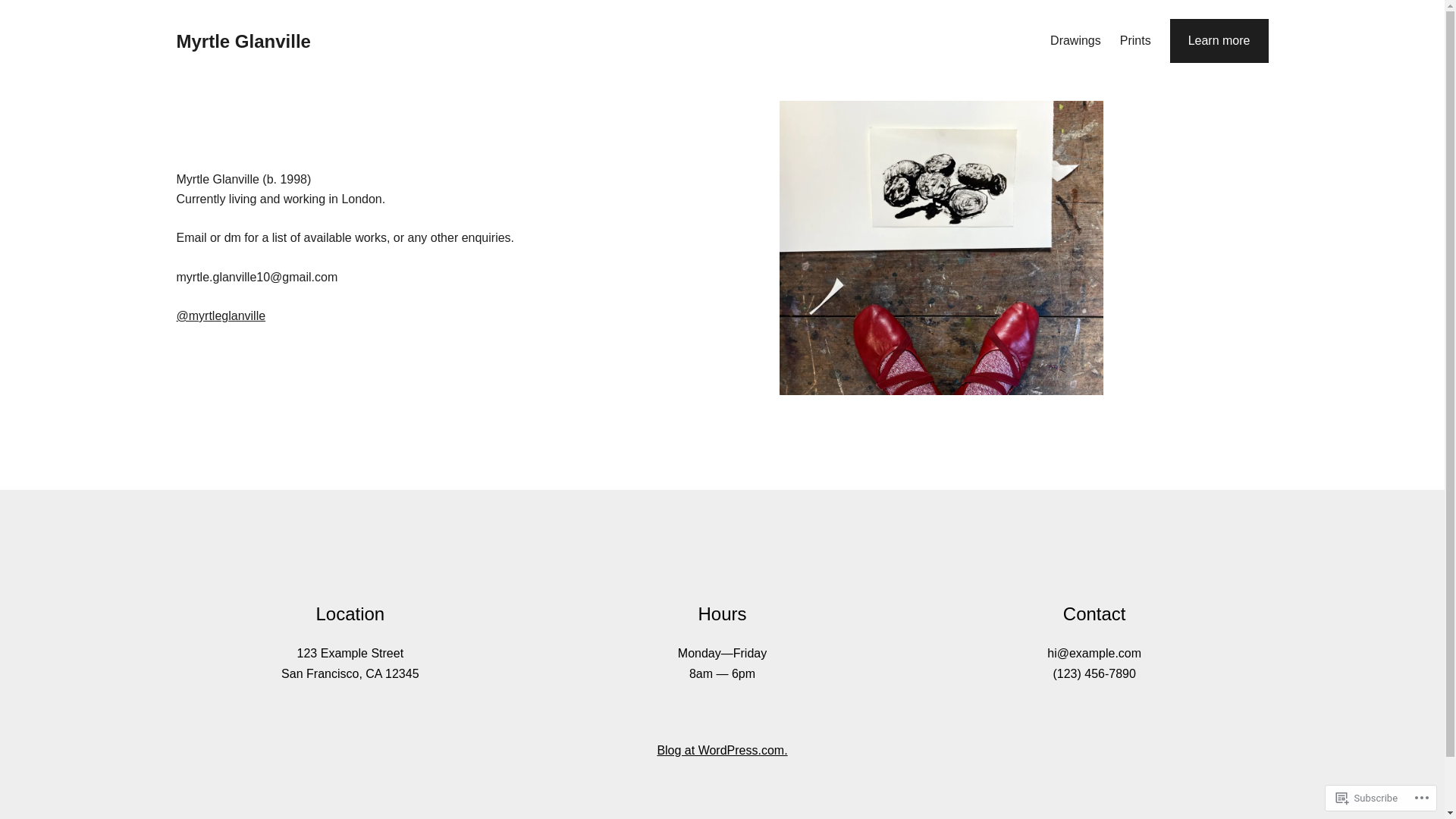 website screenshot of https://myrtleglanville.art/