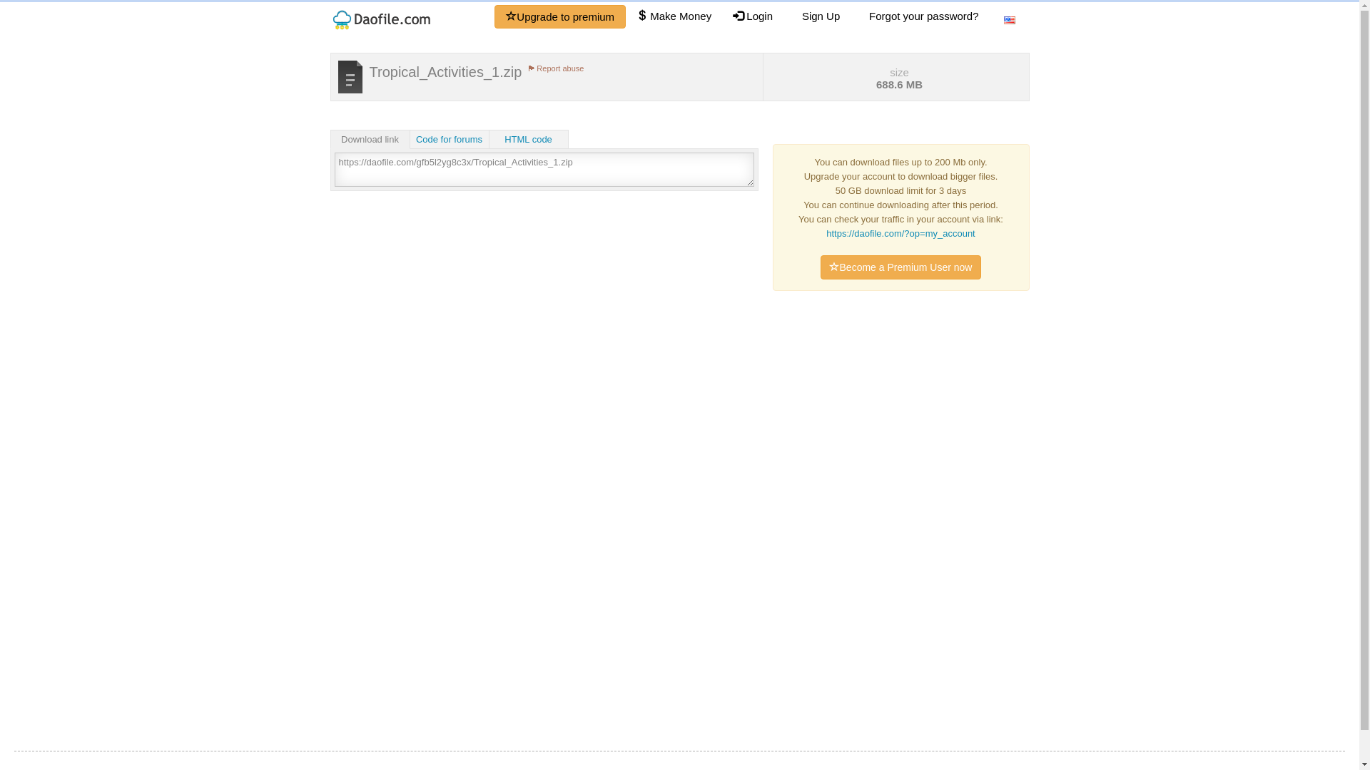 website screenshot of https://daofile.com/gfb5l2yg8c3x/Tropical_Activities_1.zip