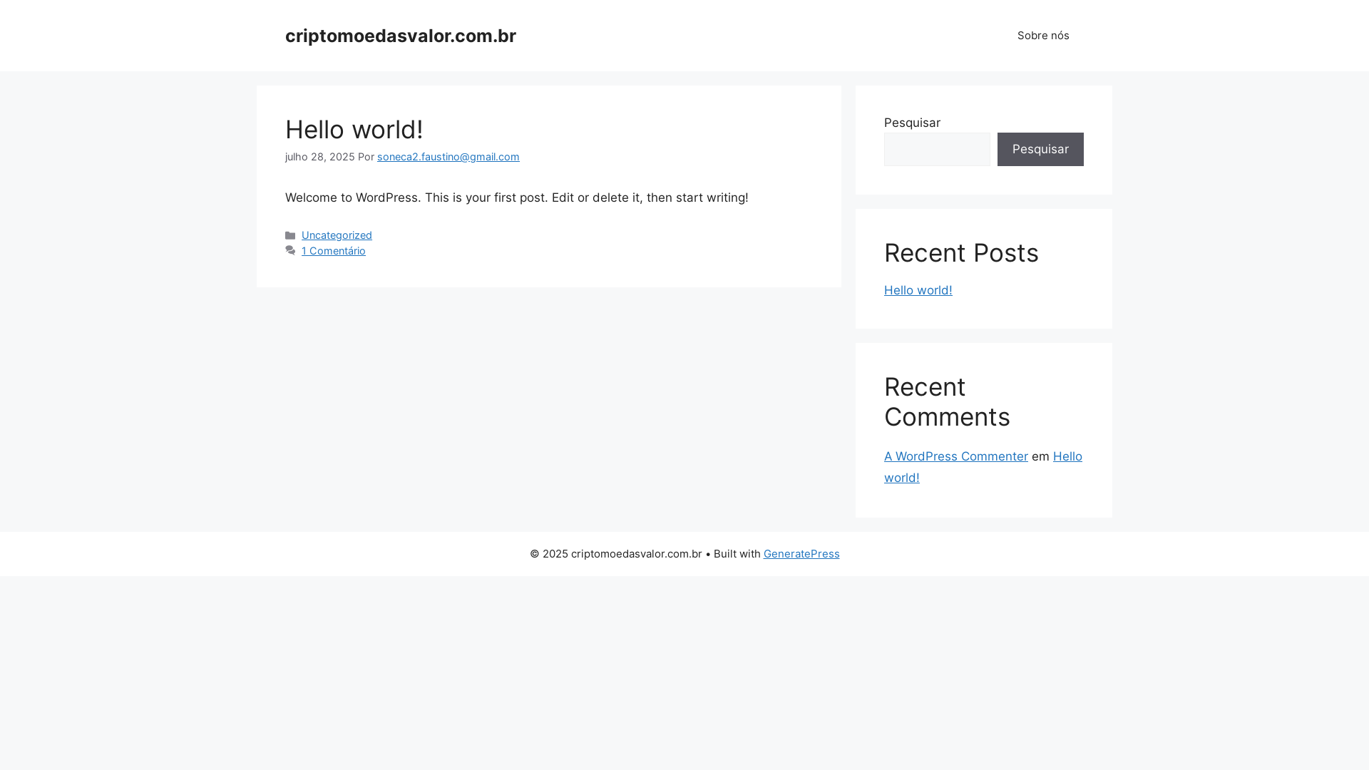website screenshot of https://criptomoedasvalor.com.br/