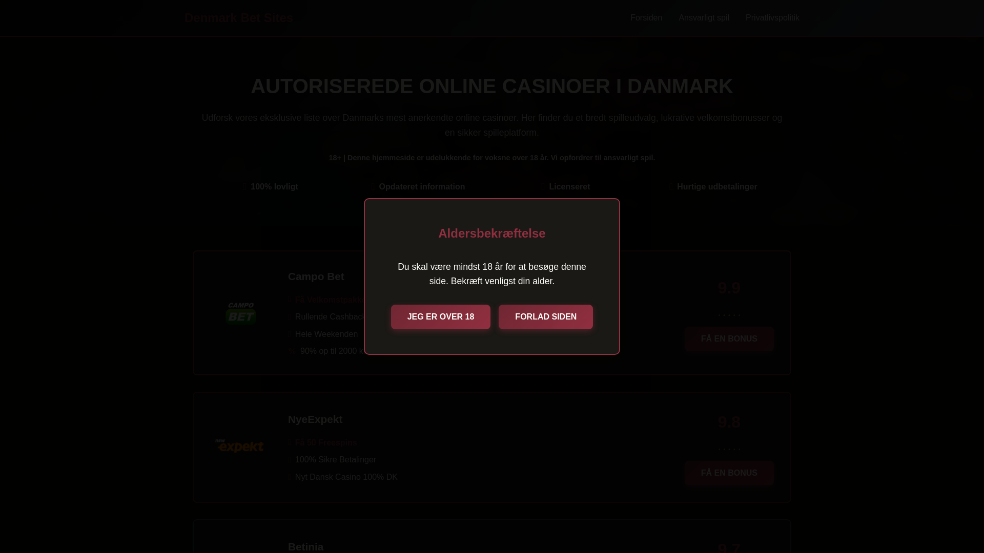 website screenshot of https://denmarkbetsites.com/