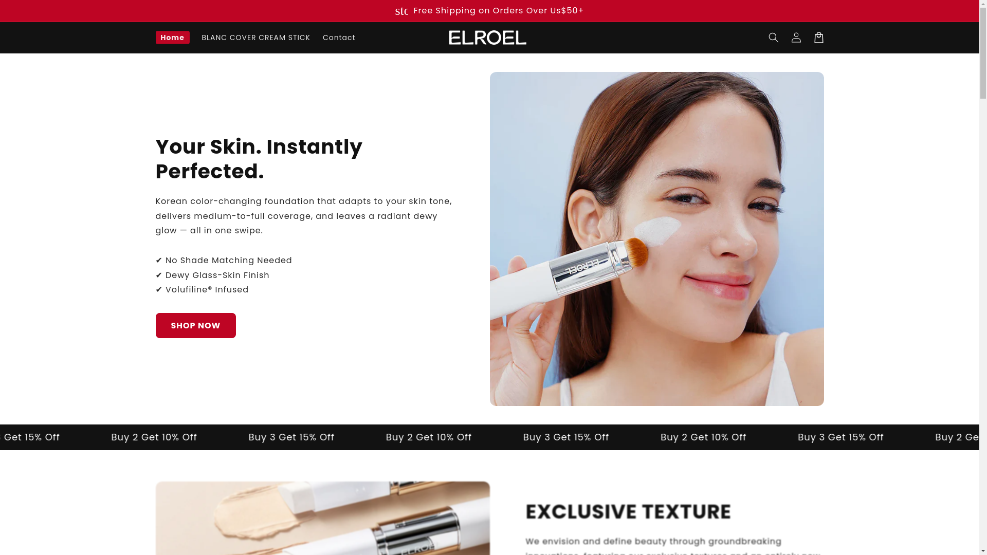website screenshot of https://elroelglass-skin.shop/