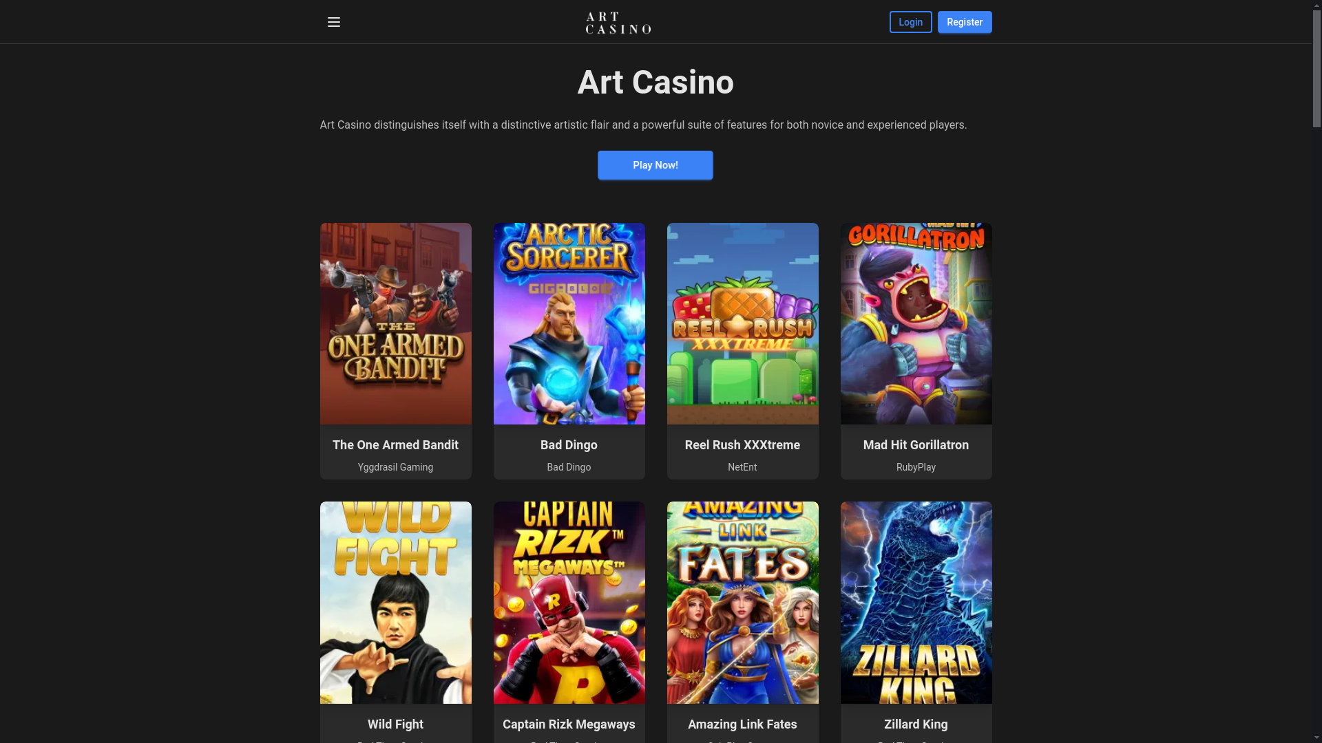 website screenshot of https://artcasino7-com.pages.dev/