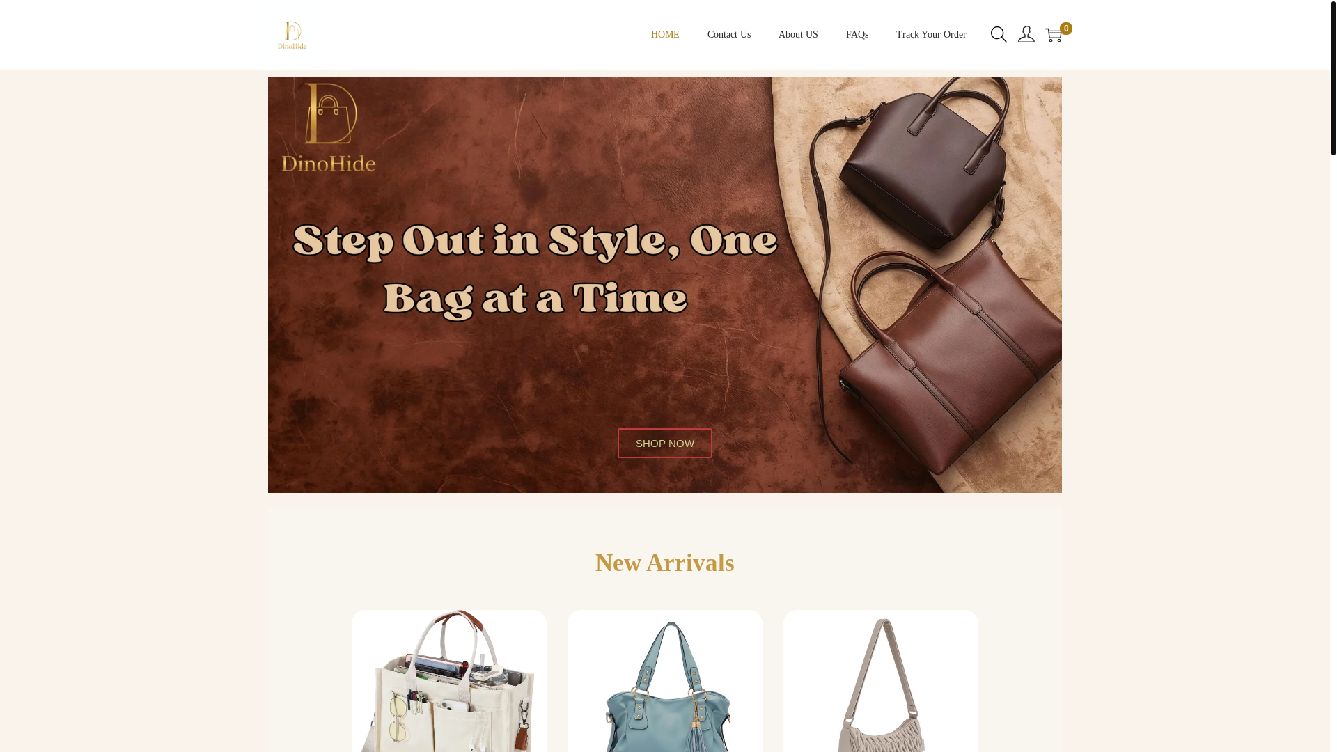 website screenshot of https://dinohide.shop/