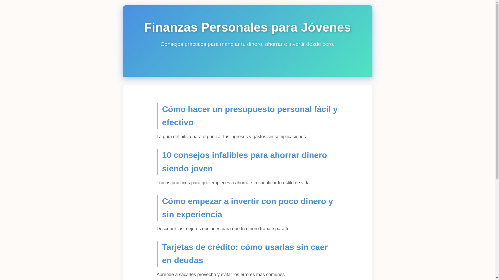 website screenshot of https://jovenesconfinanzas.com/