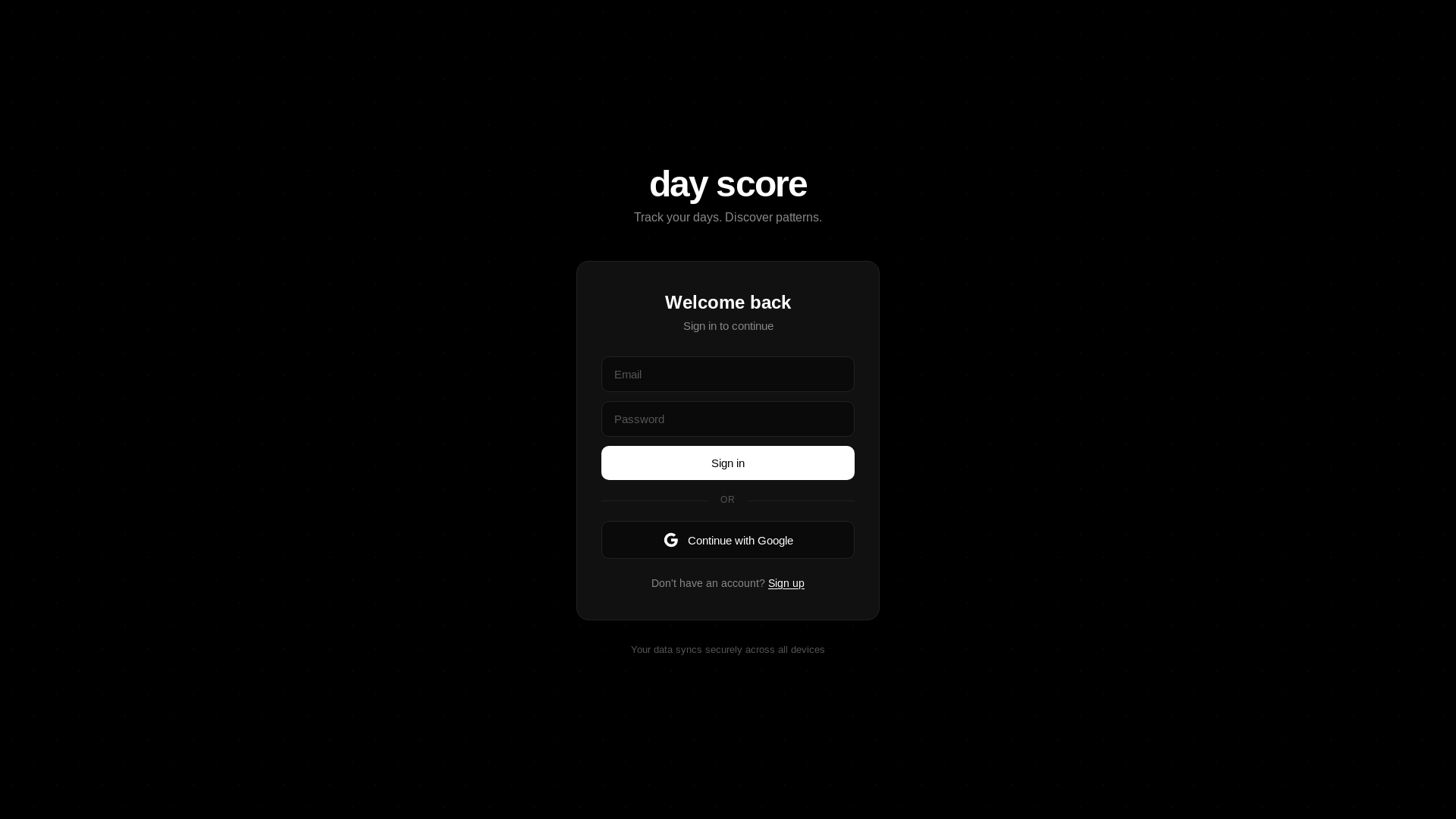 website screenshot of https://dayscore.ai/