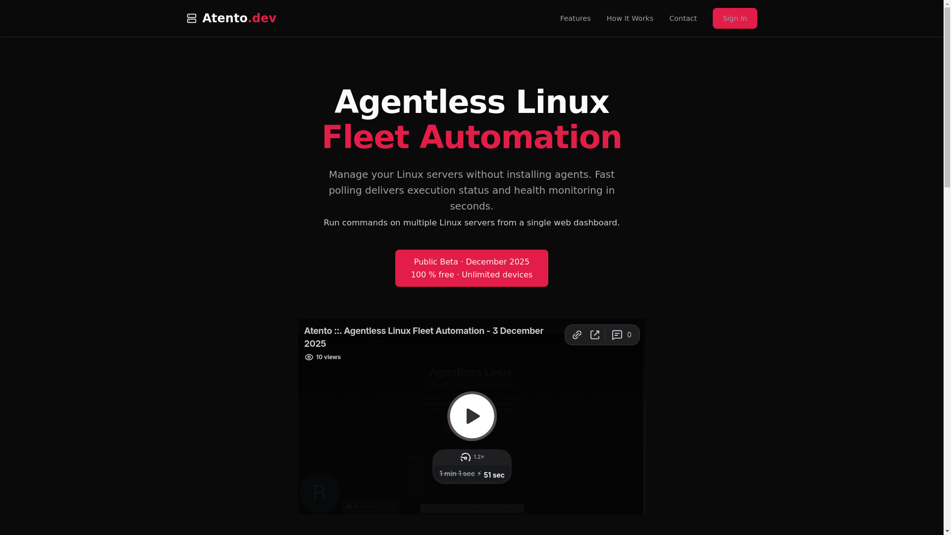 website screenshot of https://www.atento.dev