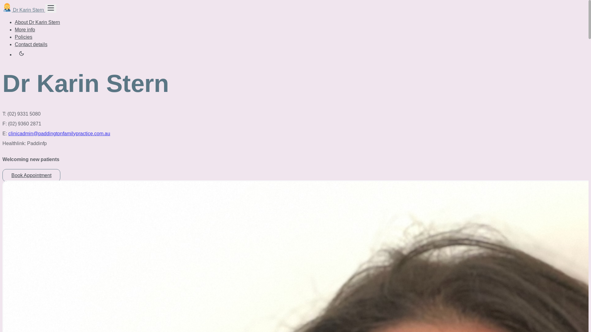 website screenshot of https://drkarinstern.online/