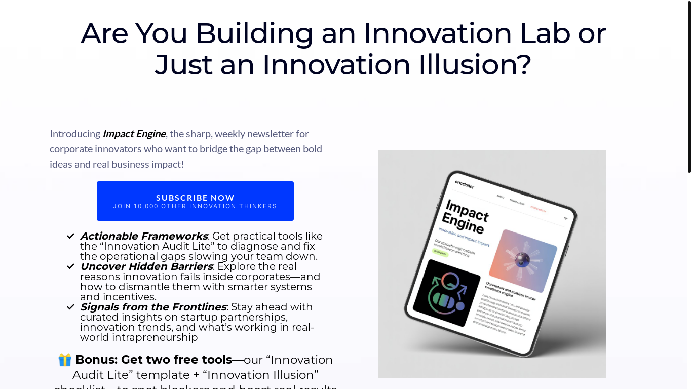 website screenshot of https://impactenginenewsletter.com/