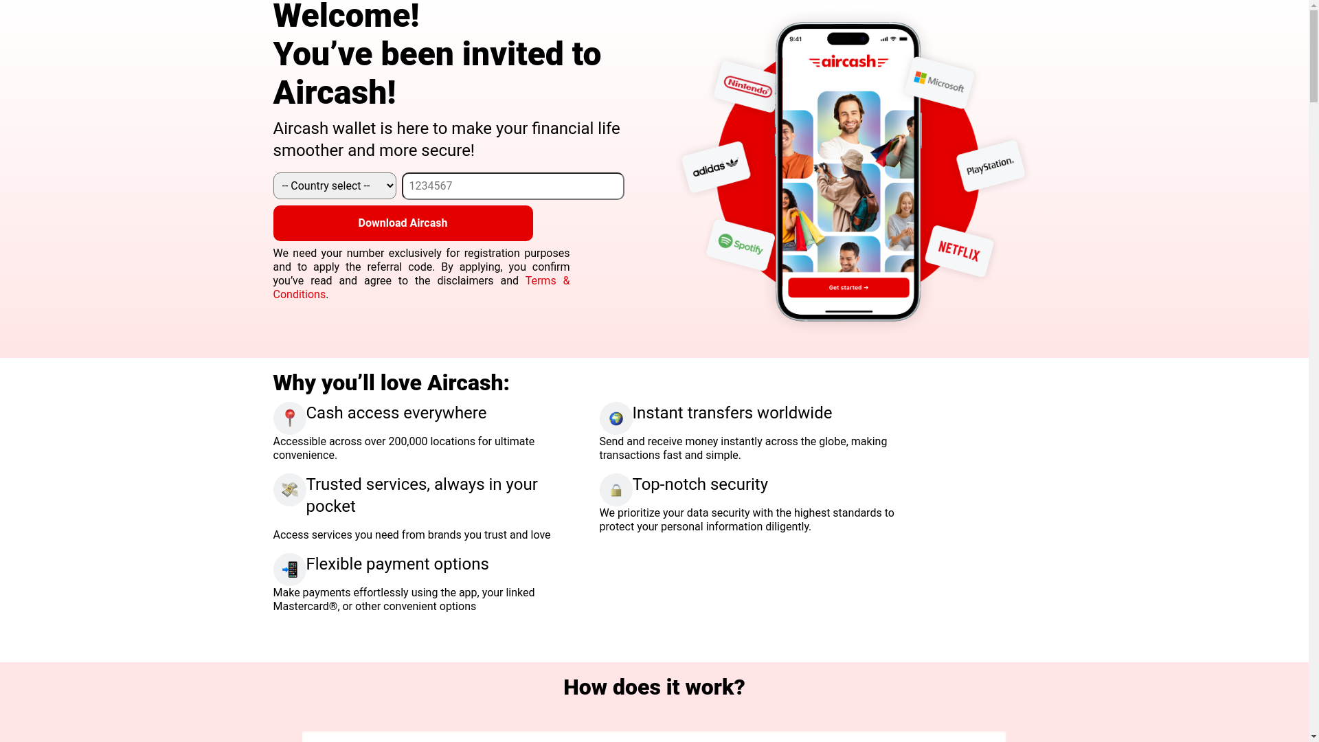 website screenshot of https://link.aircash.eu/Referral/Index?referralCode=andriany2