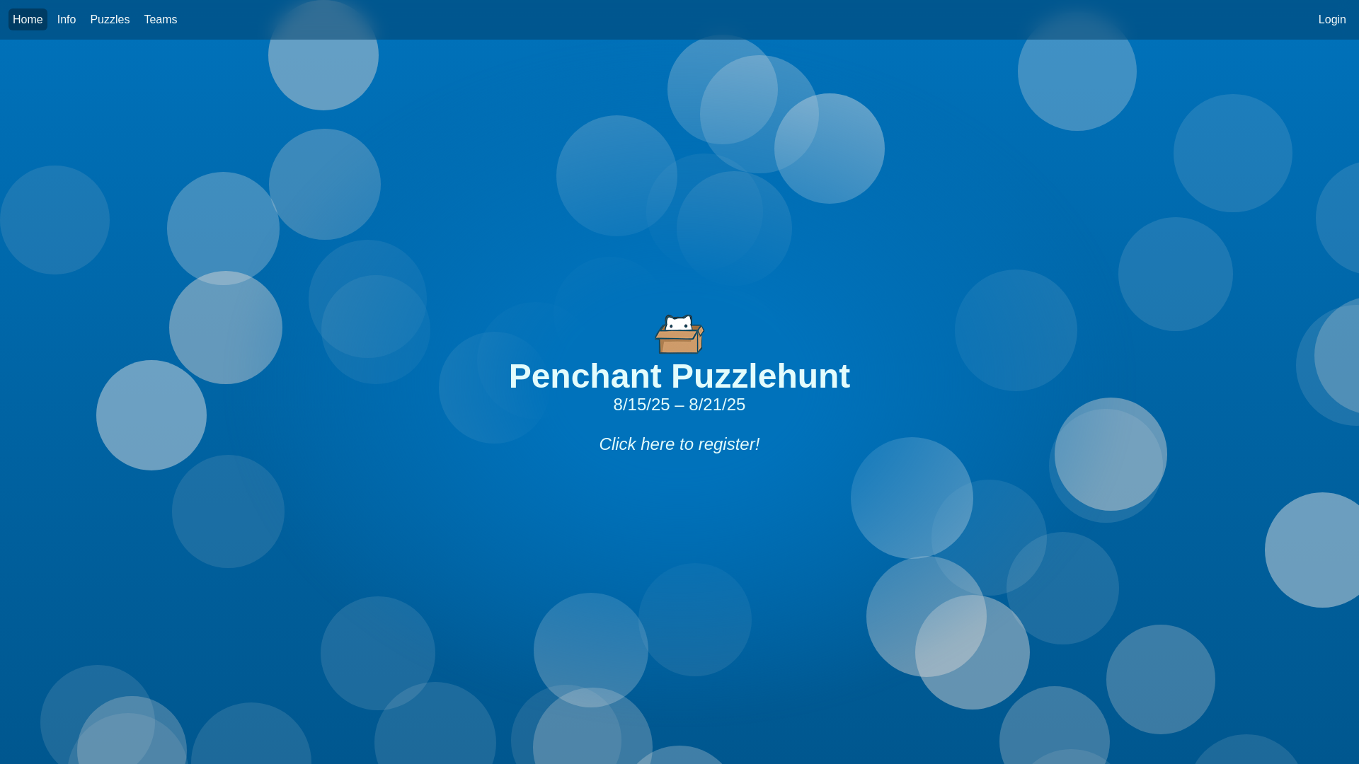 website screenshot of https://penchantpuzzlehunt.com/