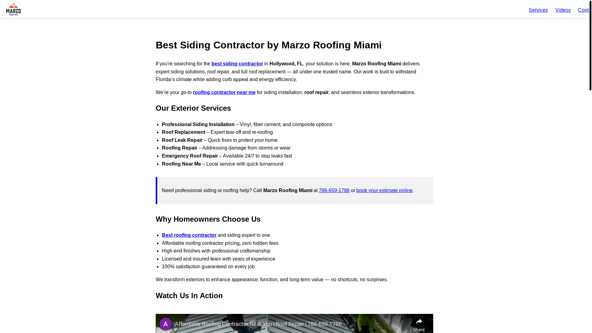 website screenshot of https://bestsidingcontractorbymarzoroofingmiami.pages.dev/