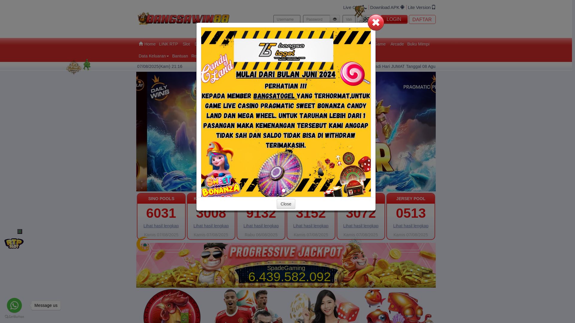 website screenshot of https://bangsawin88x360.site/