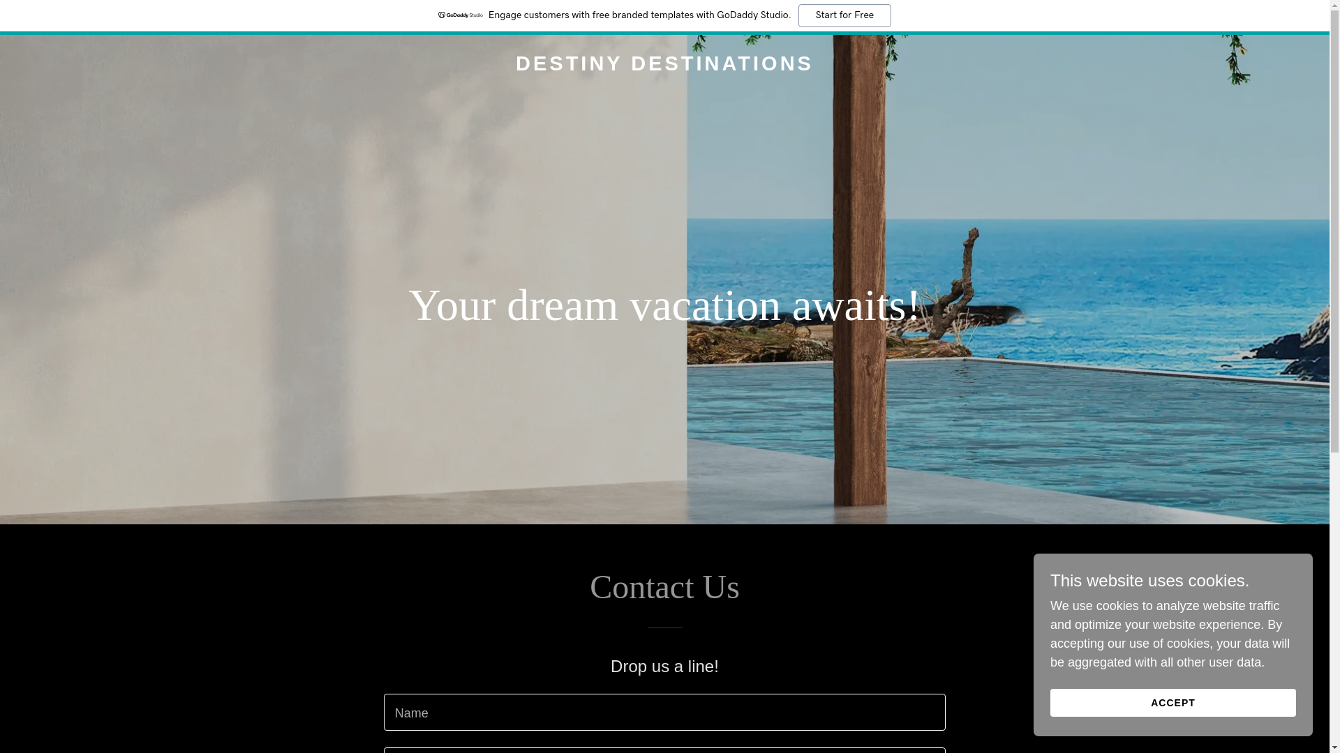 website screenshot of https://destinydestinations.co/