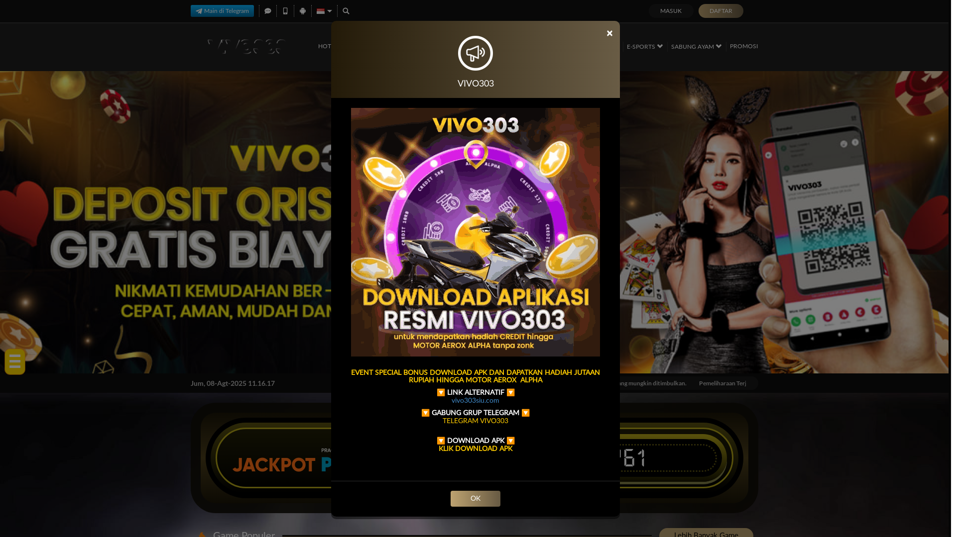 website screenshot of https://vivo303ggg.com/