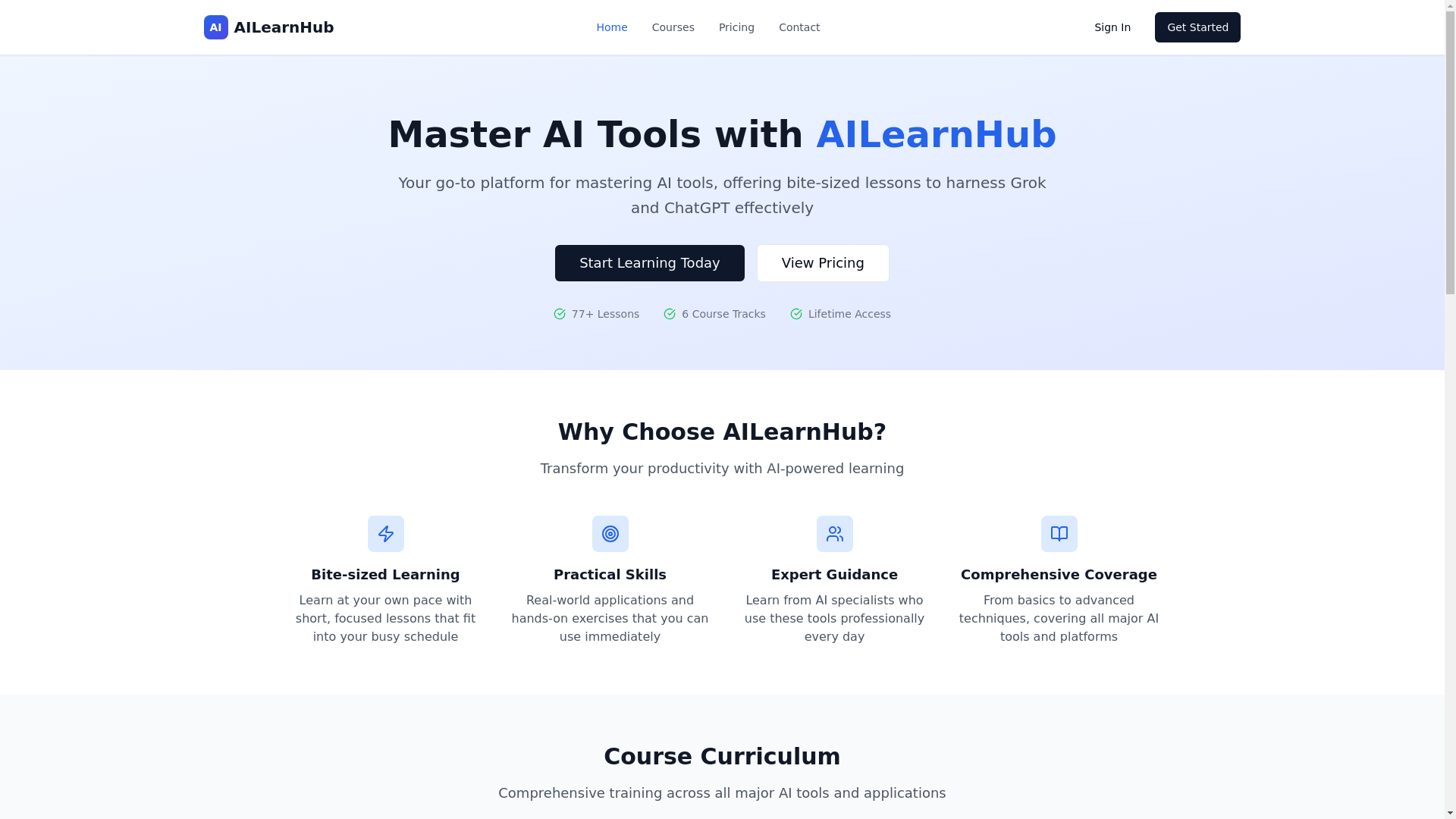website screenshot of https://ailearnhb.com/