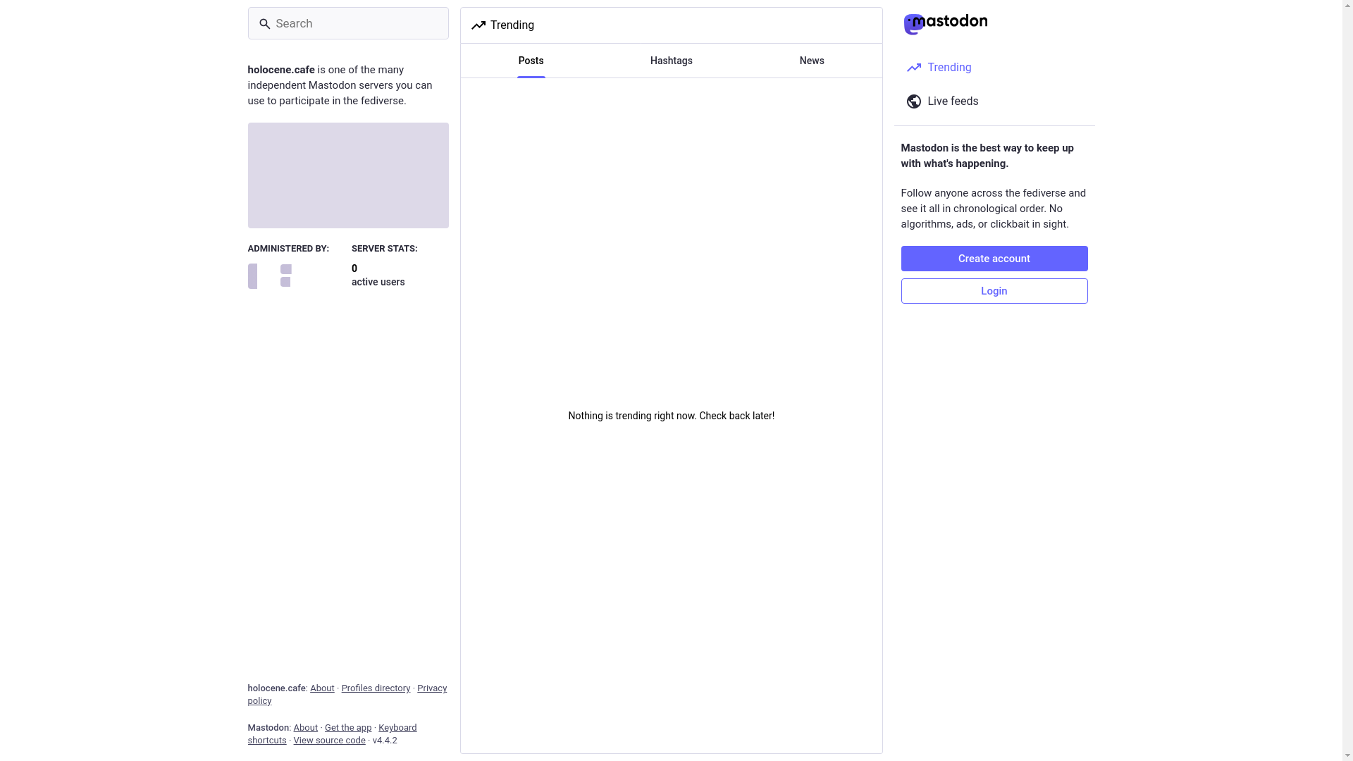 website screenshot of https://holocene.cafe/