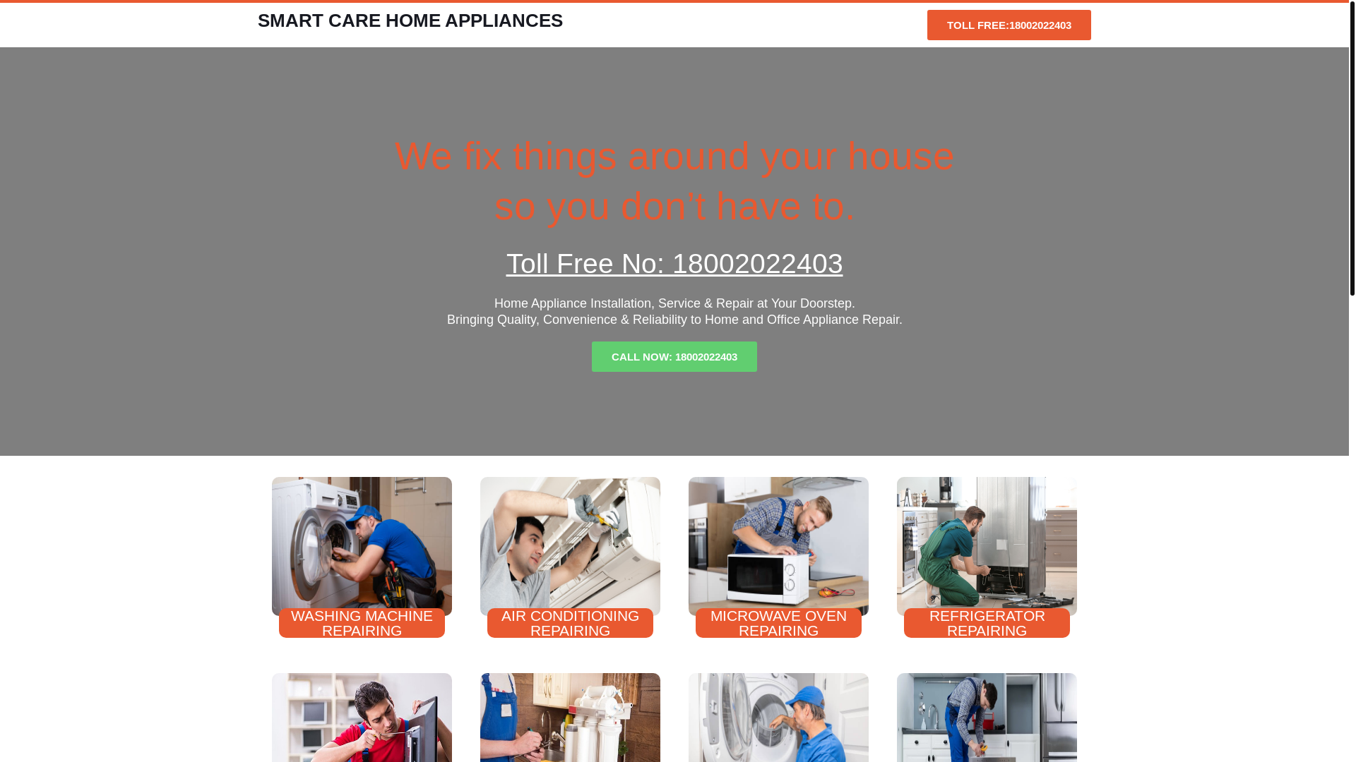website screenshot of https://appliancesrepairservice.co.in/