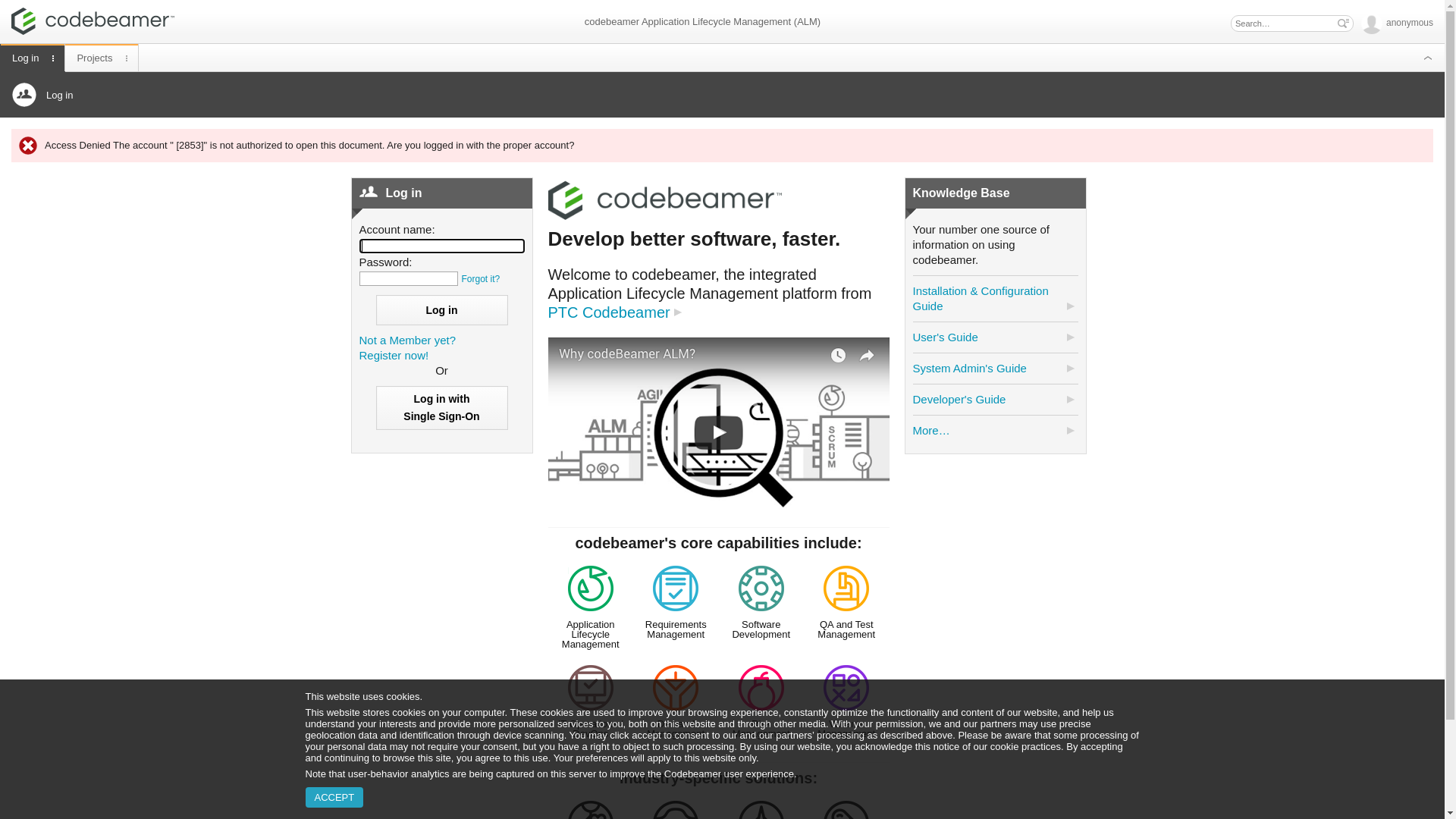 website screenshot of https://codebeamer.com/cb/project/cb
