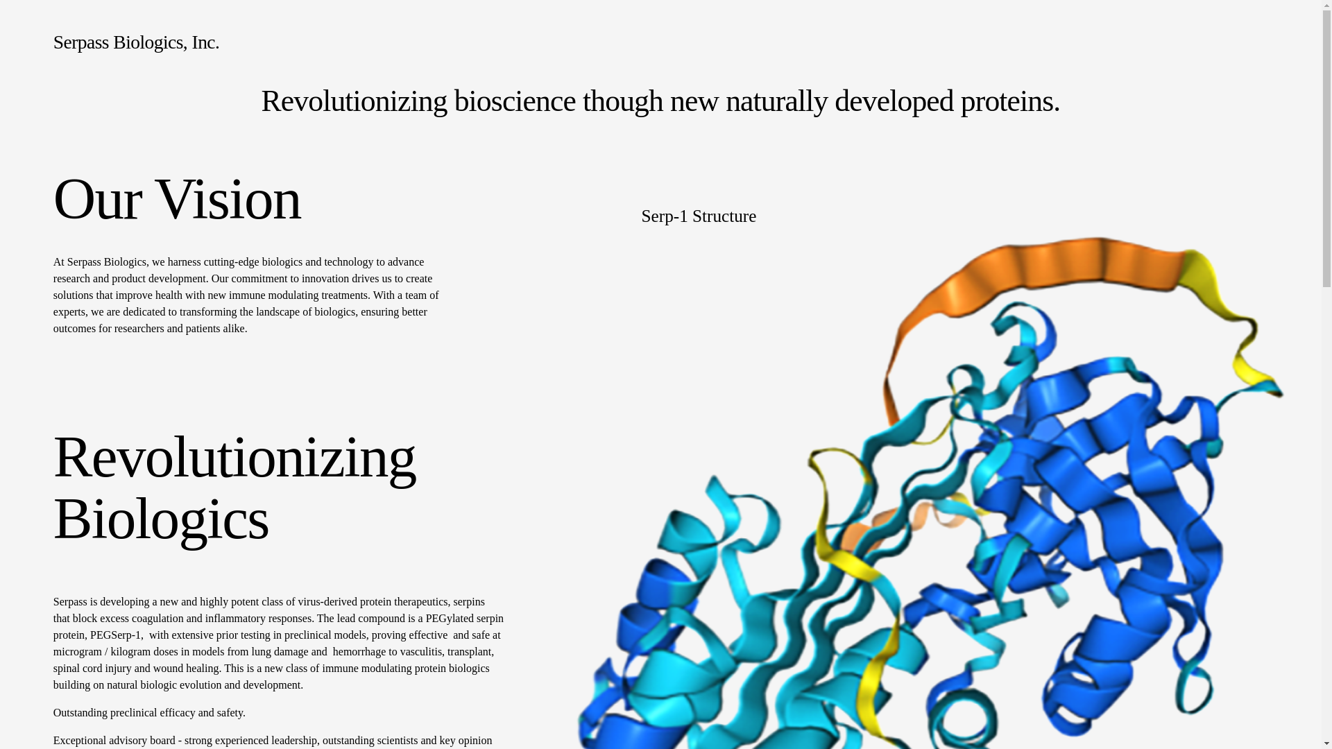 website screenshot of https://serpassbiologics.com/