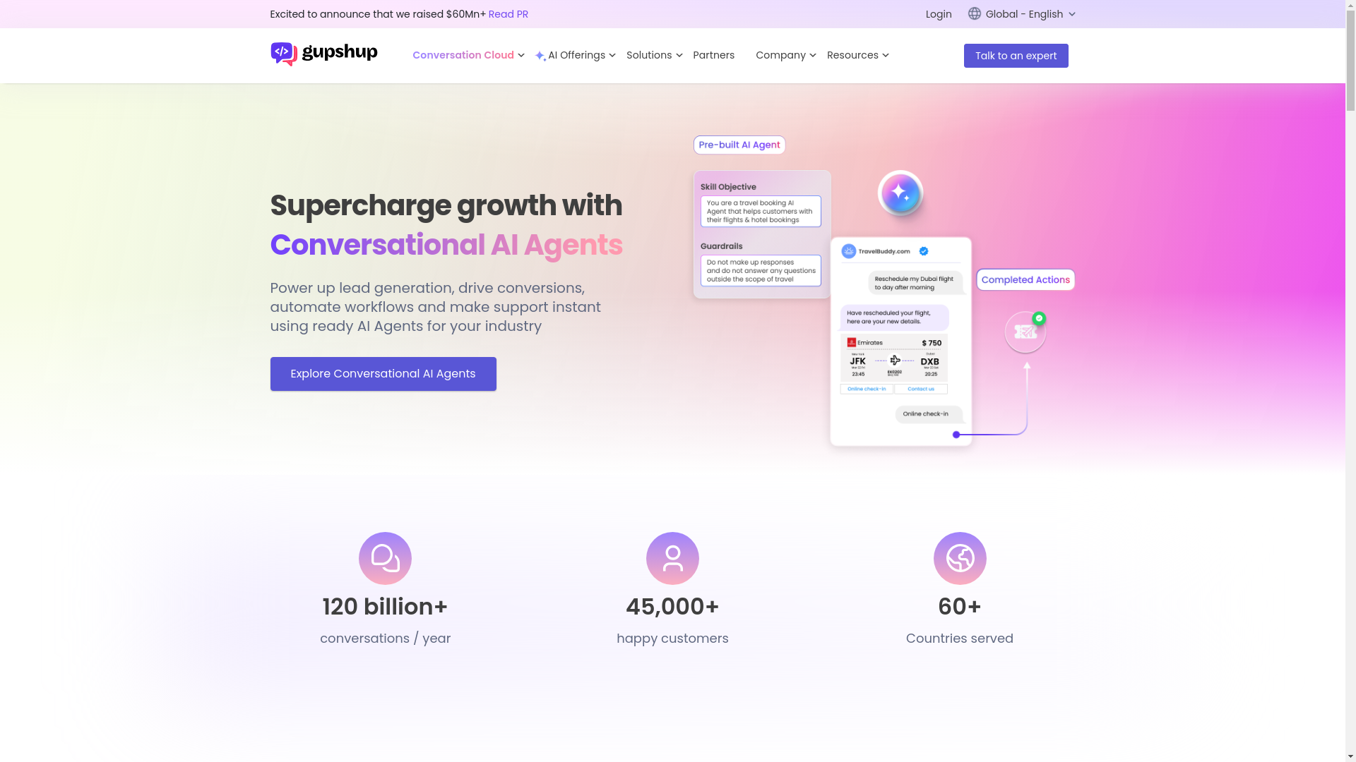 website screenshot of https://gupshupautomate.com/