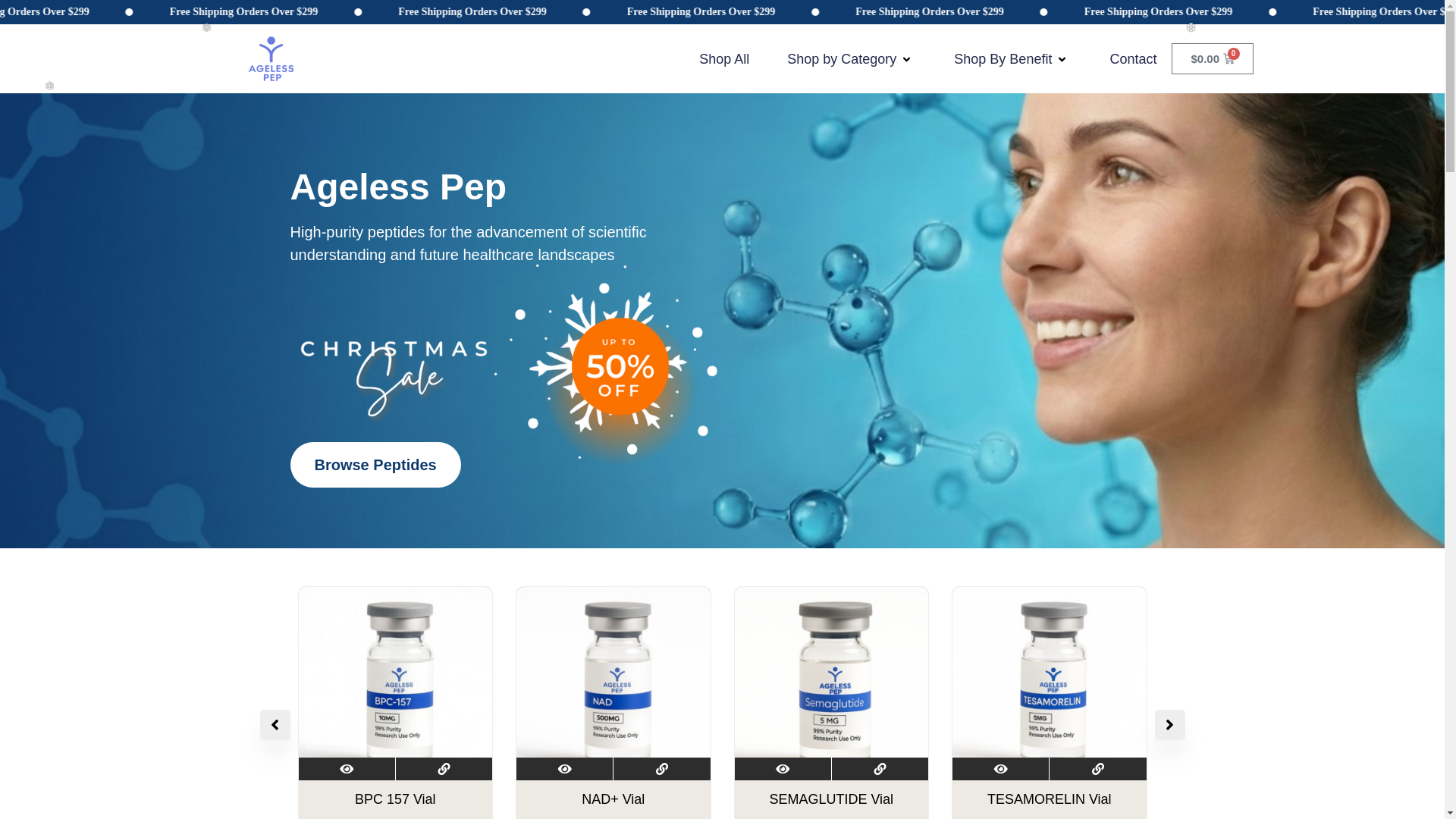 website screenshot of https://agelesspep.com/