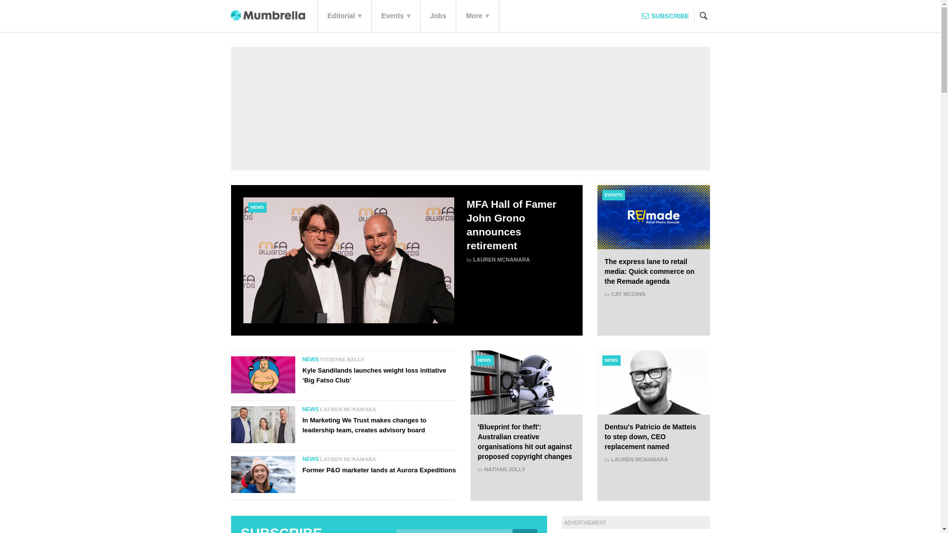 website screenshot of https://mumbrella.com.au/
