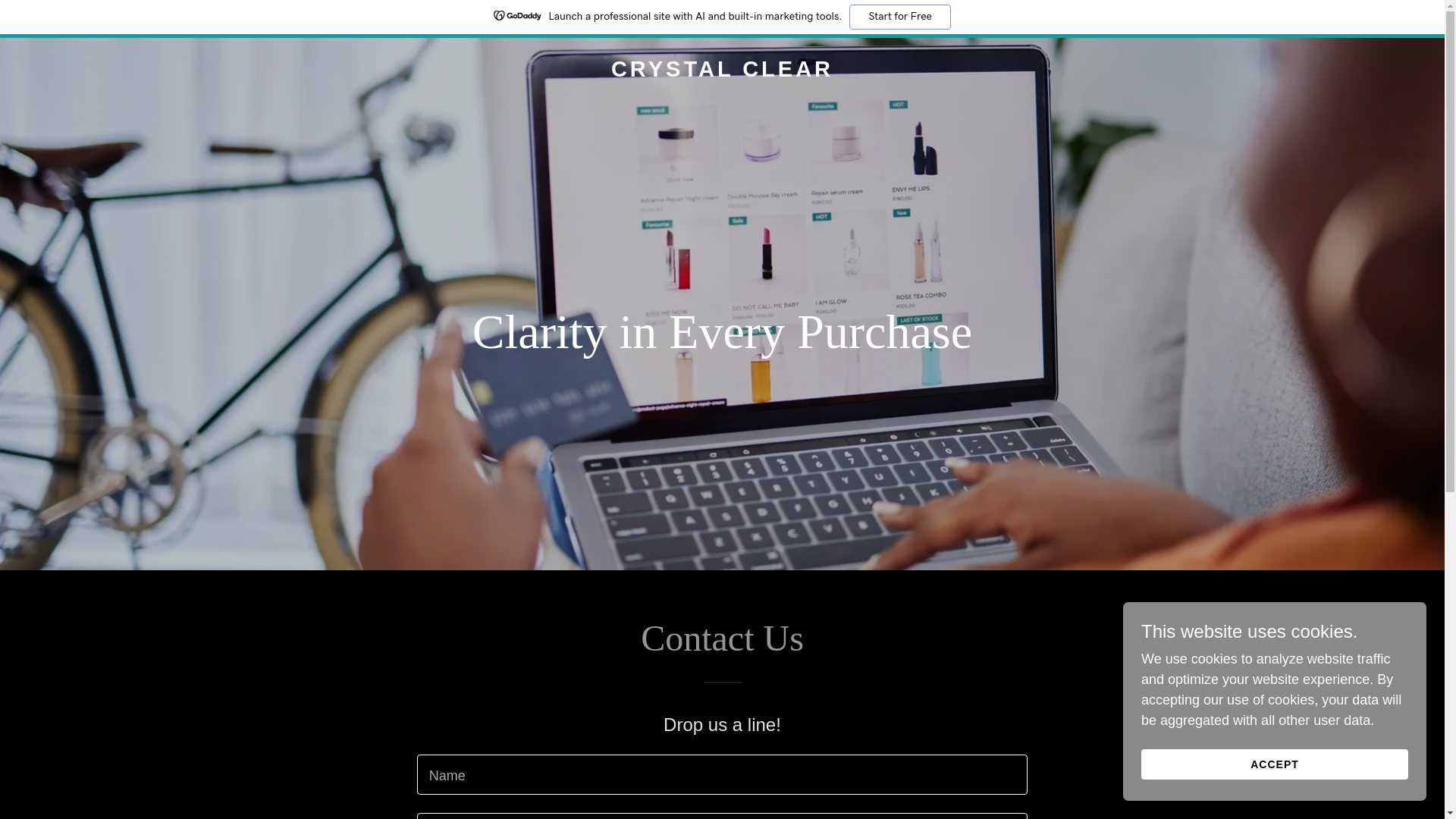 website screenshot of https://the-crystalclear.com/