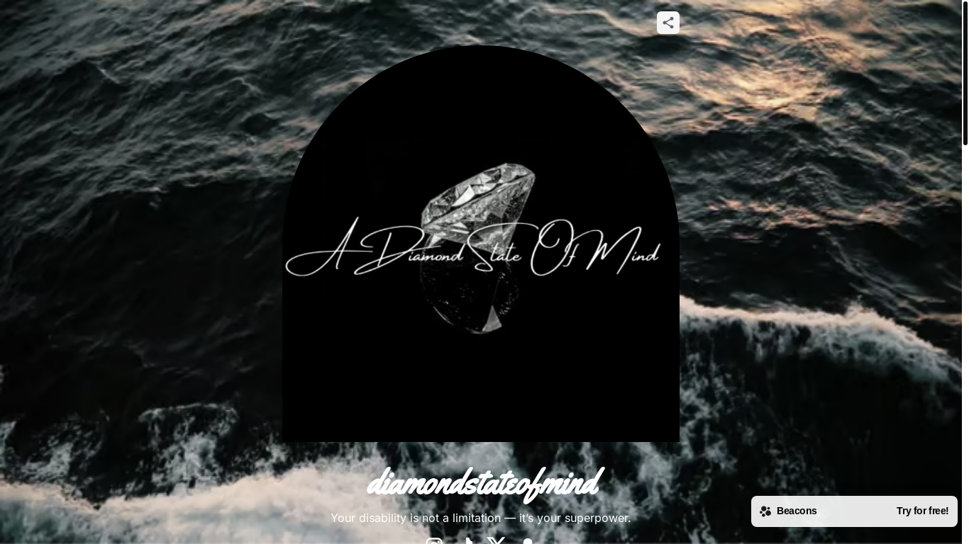 website screenshot of https://diamondstateofmind.live/