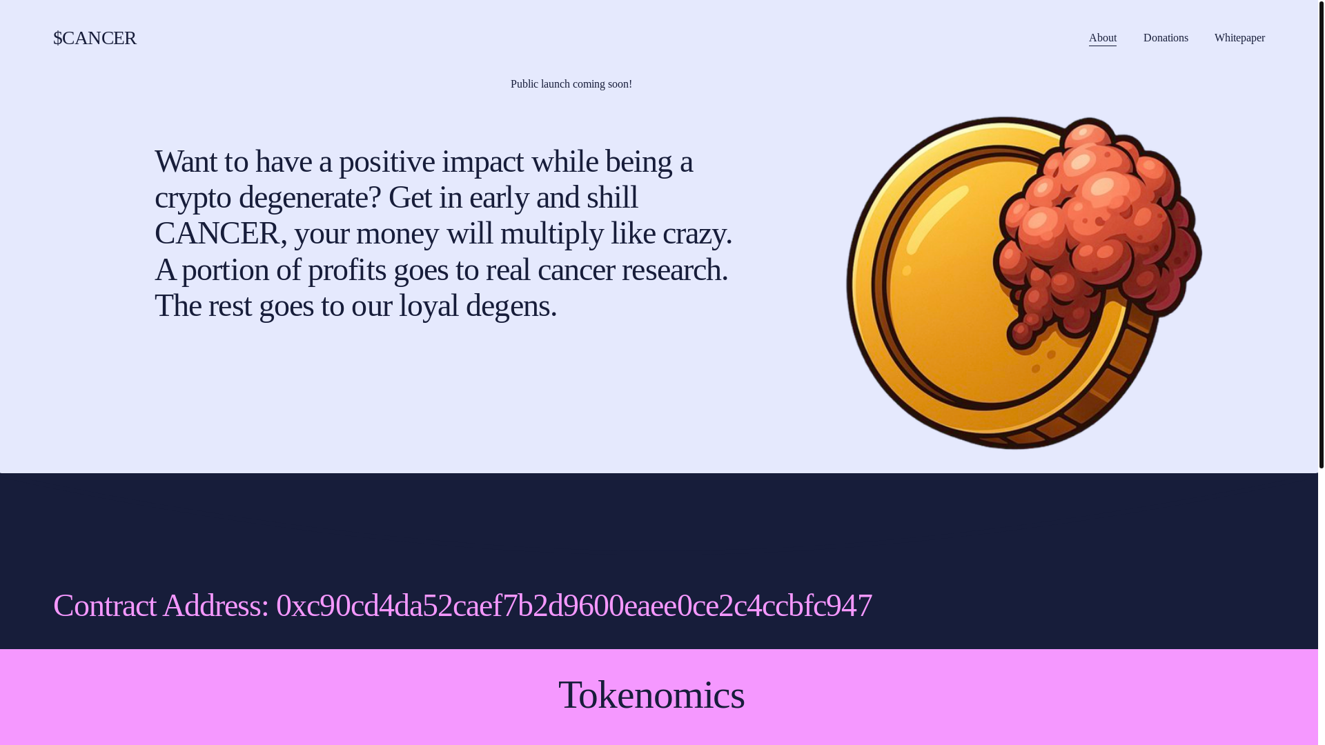 website screenshot of https://cancer-coin.org/