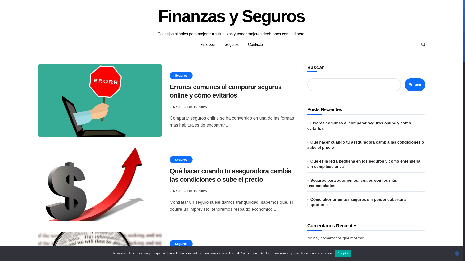 website screenshot of https://finanzasseguros.com/