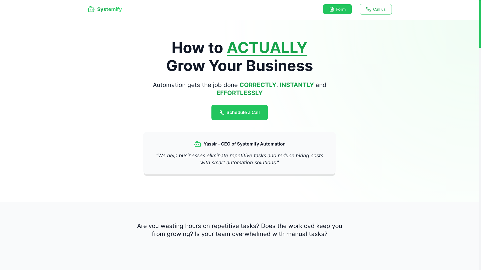 website screenshot of https://automatefaster.co/