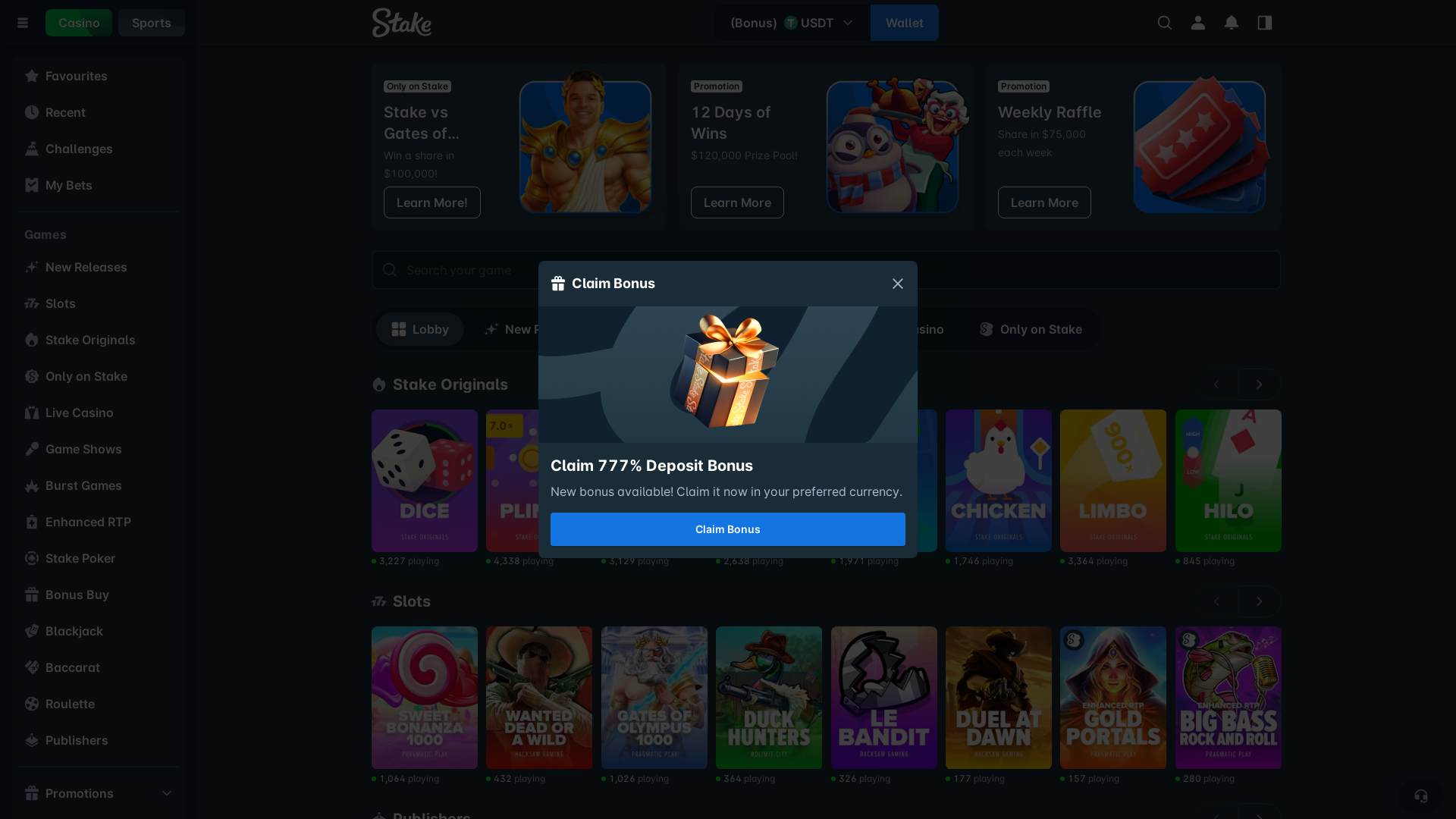 website screenshot of https://stake1777.com/