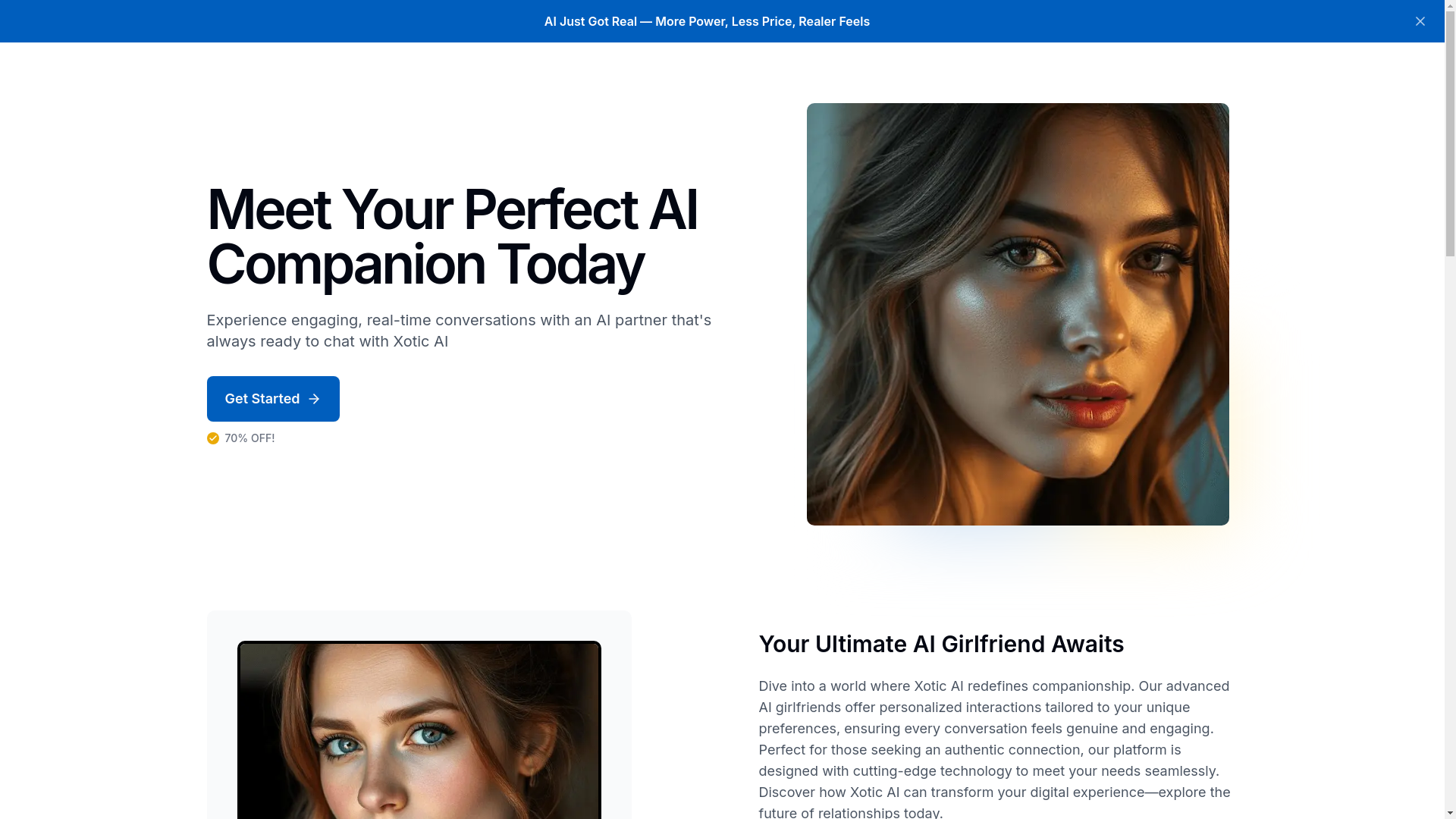 website screenshot of https://xoticai.net/